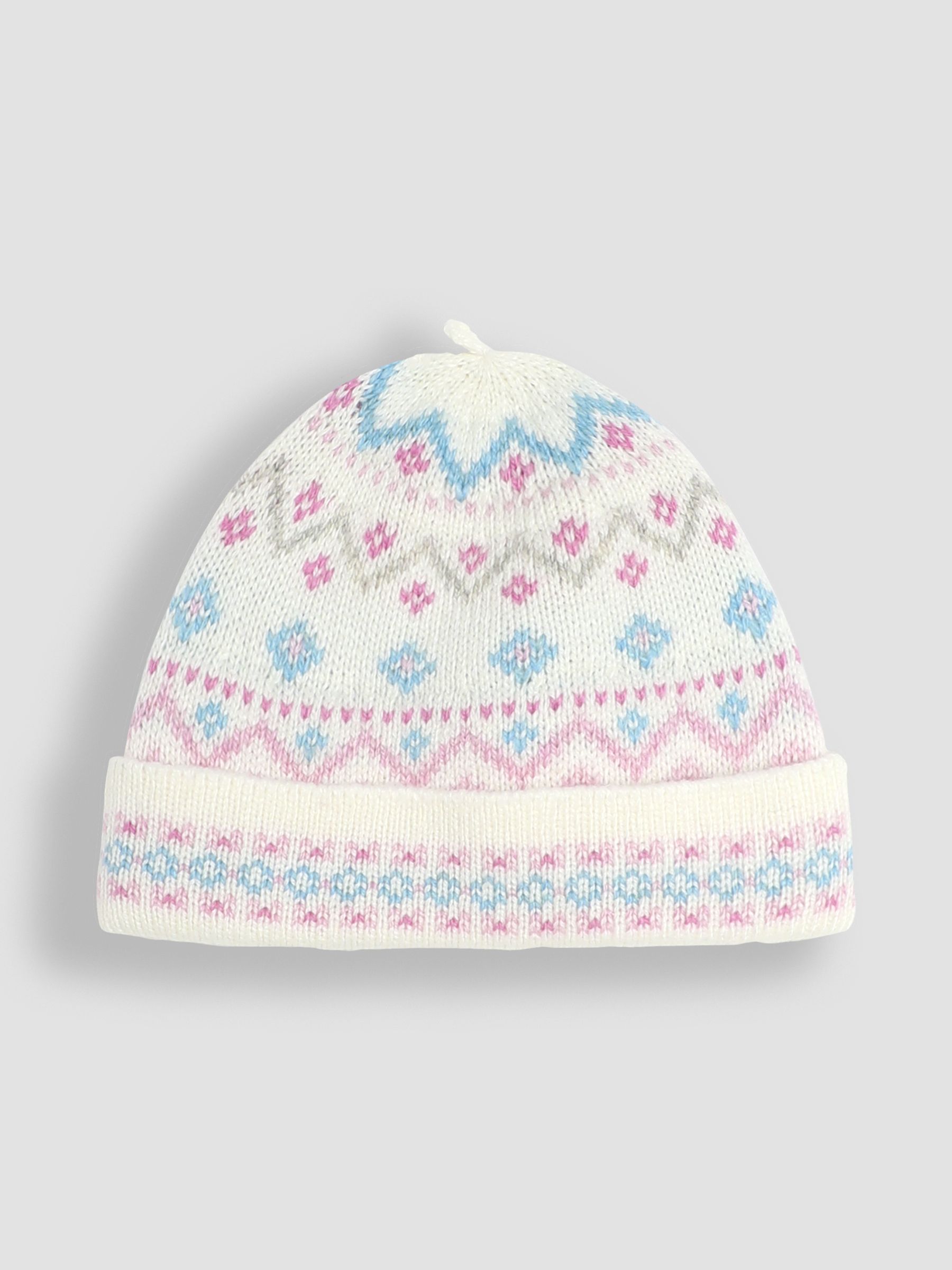 Cream 3 Piece Fair Isle Pattern Baby Knit Cardigan, Trousers & Hat Set - Image 6 of 6