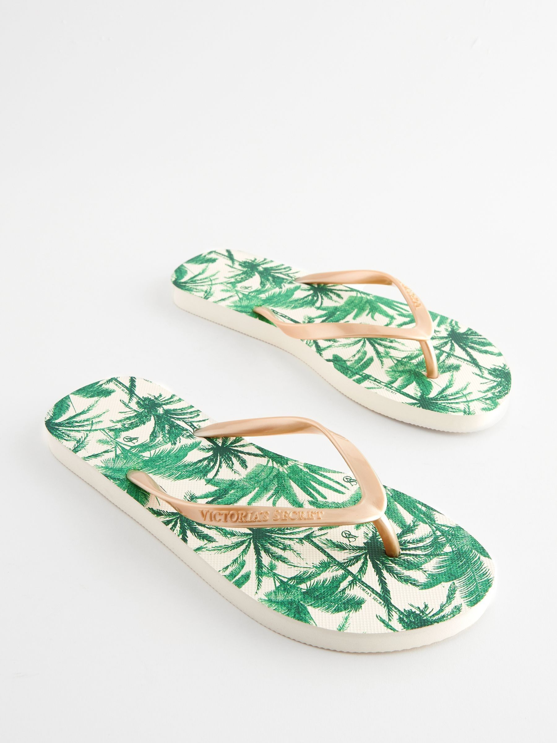 White Tropical Palm Logo Flip Flops - Image 2 of 5
