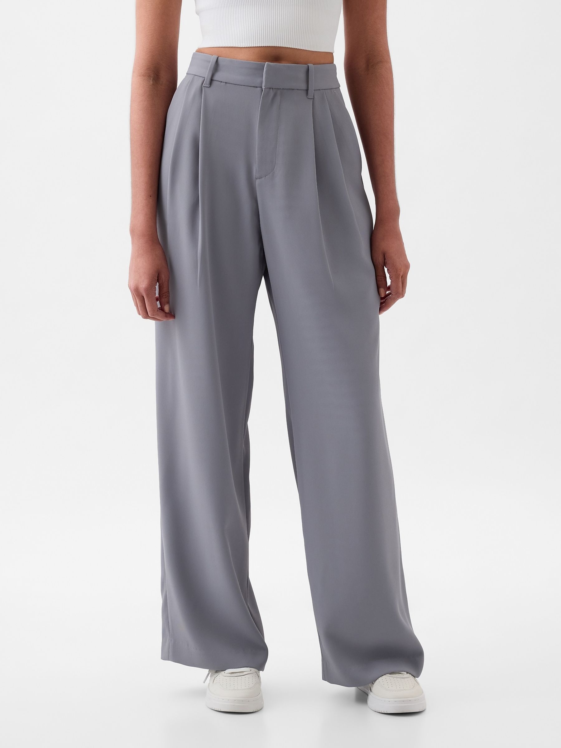 Grey 365 High Waisted Pleated Trousers - Image 1 of 5