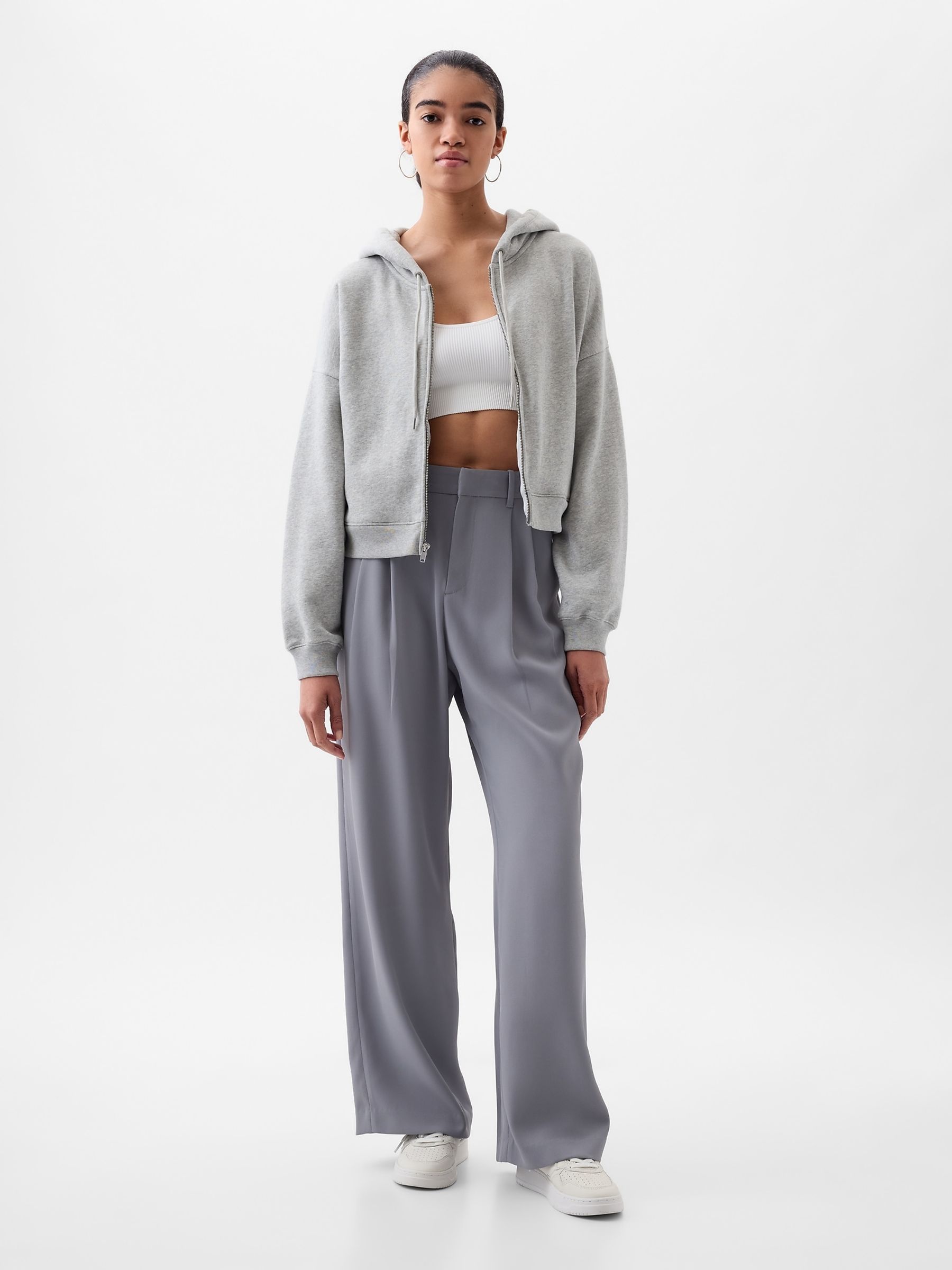 Grey 365 High Waisted Pleated Trousers - Image 3 of 5