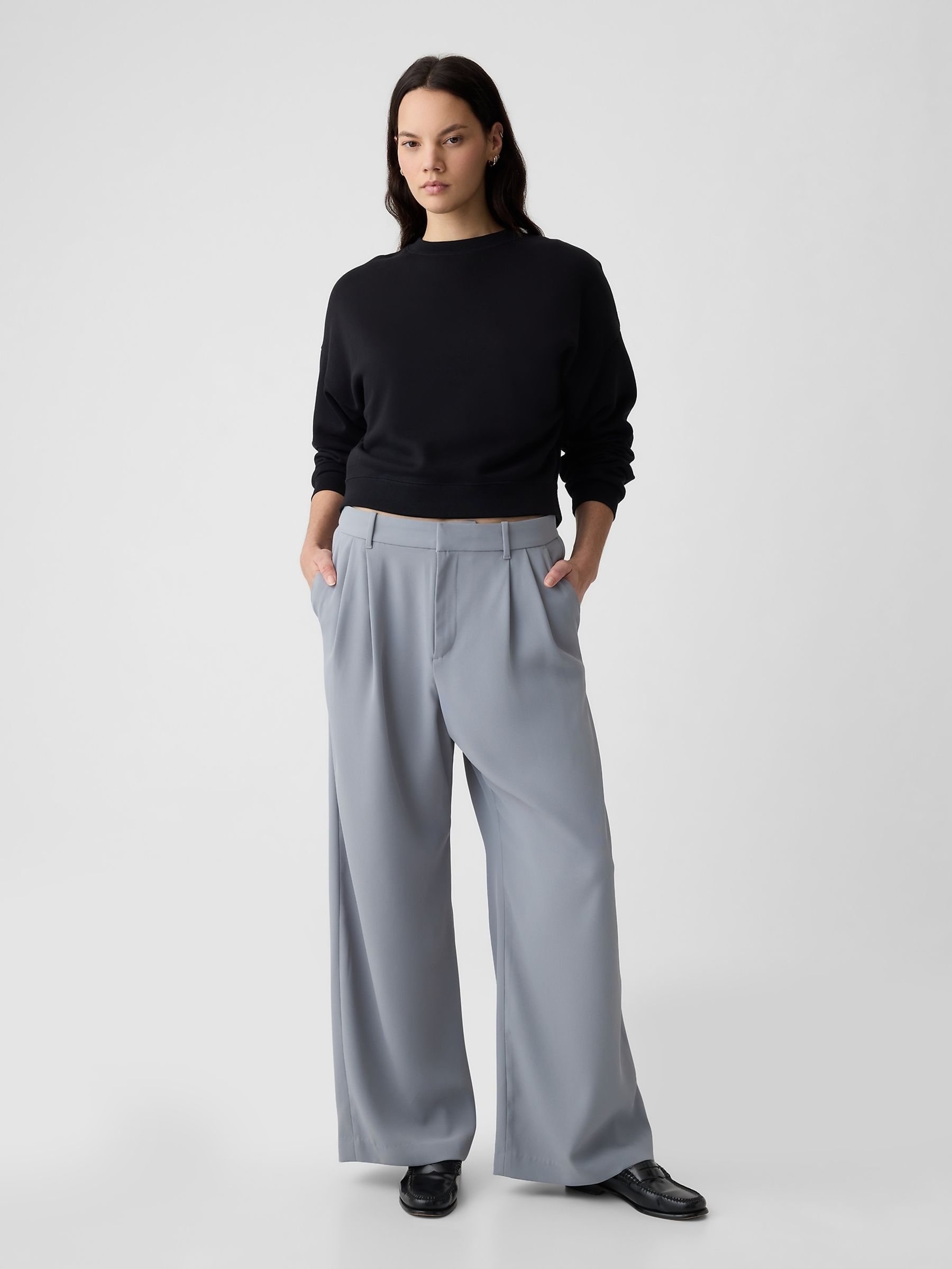 Grey 365 High Waisted Pleated Trousers - Image 5 of 5