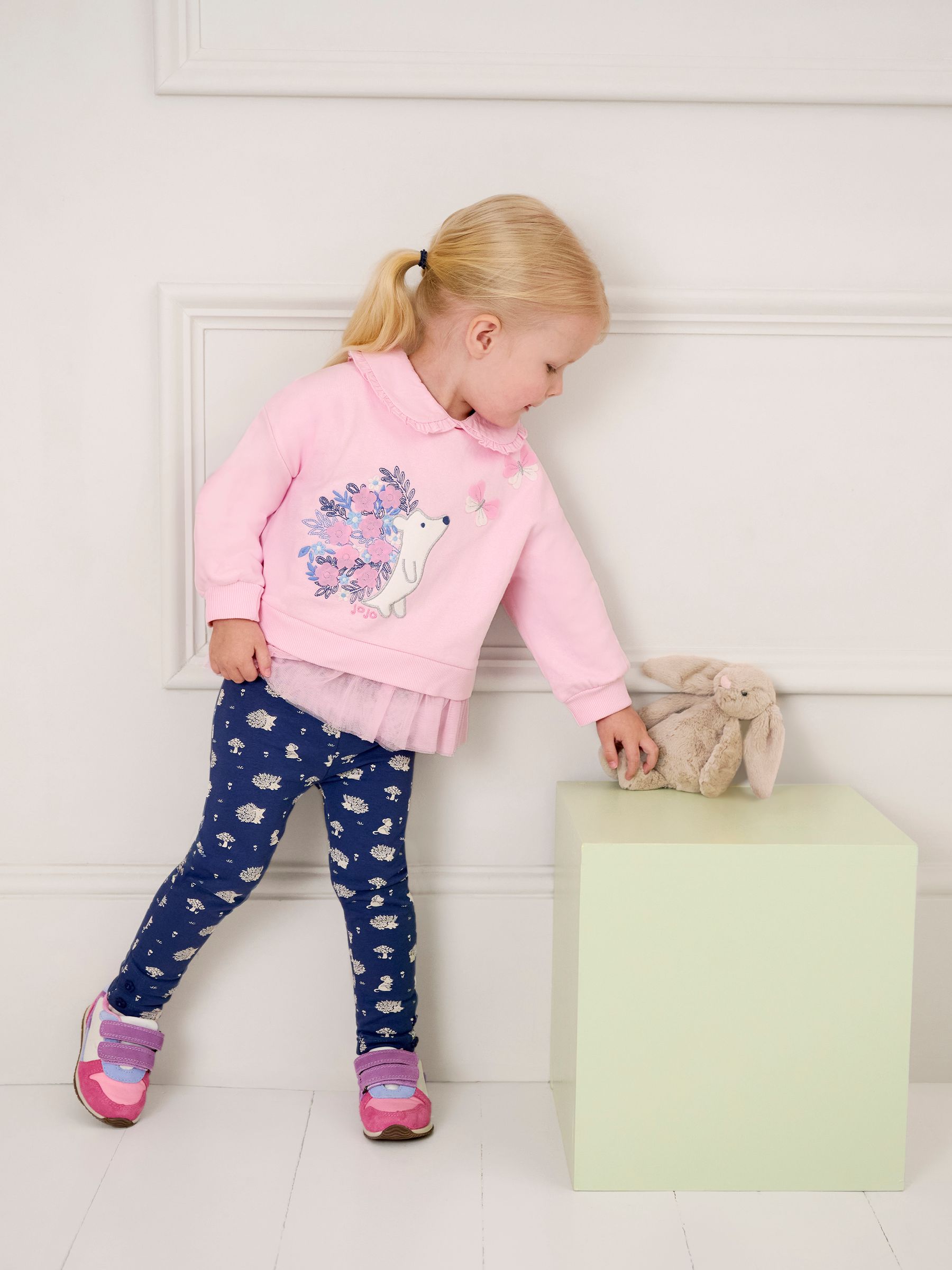 Pink Hedgehog Appliqué Tulle Frill Sweatshirt & Leggings Set - Image 2 of 7