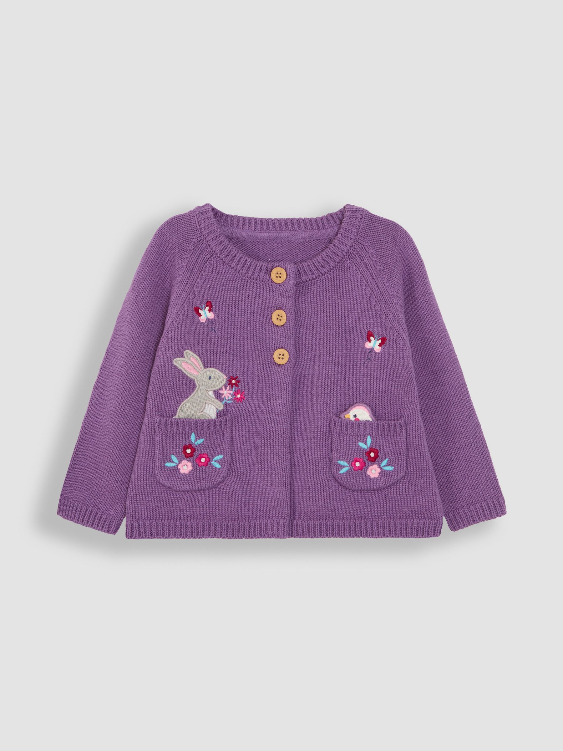 Purple Bunny & Bird Pet in Pocket Cardigan - Image 1 of 3
