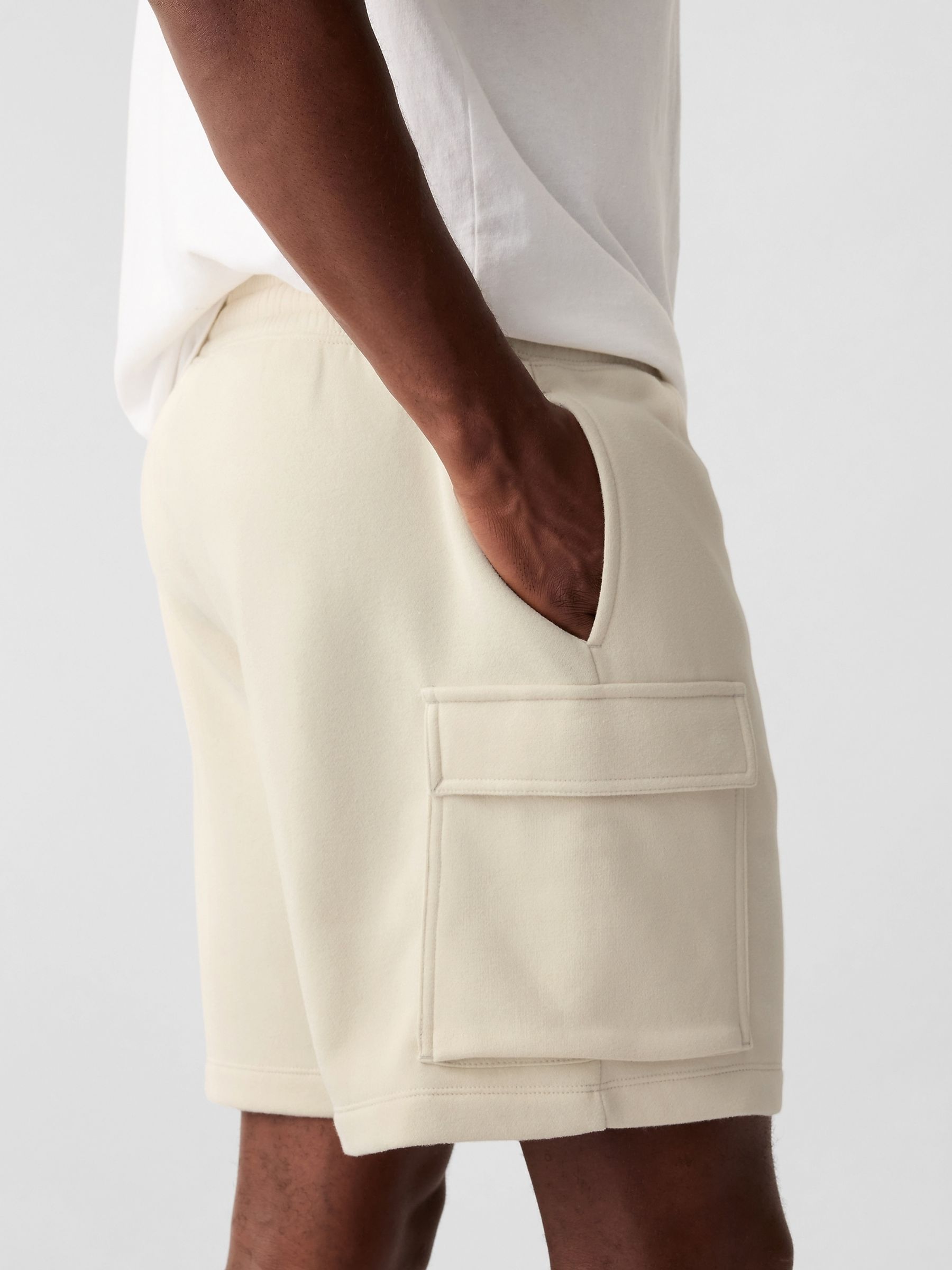Cream Sweat Cargo Shorts - Image 4 of 5