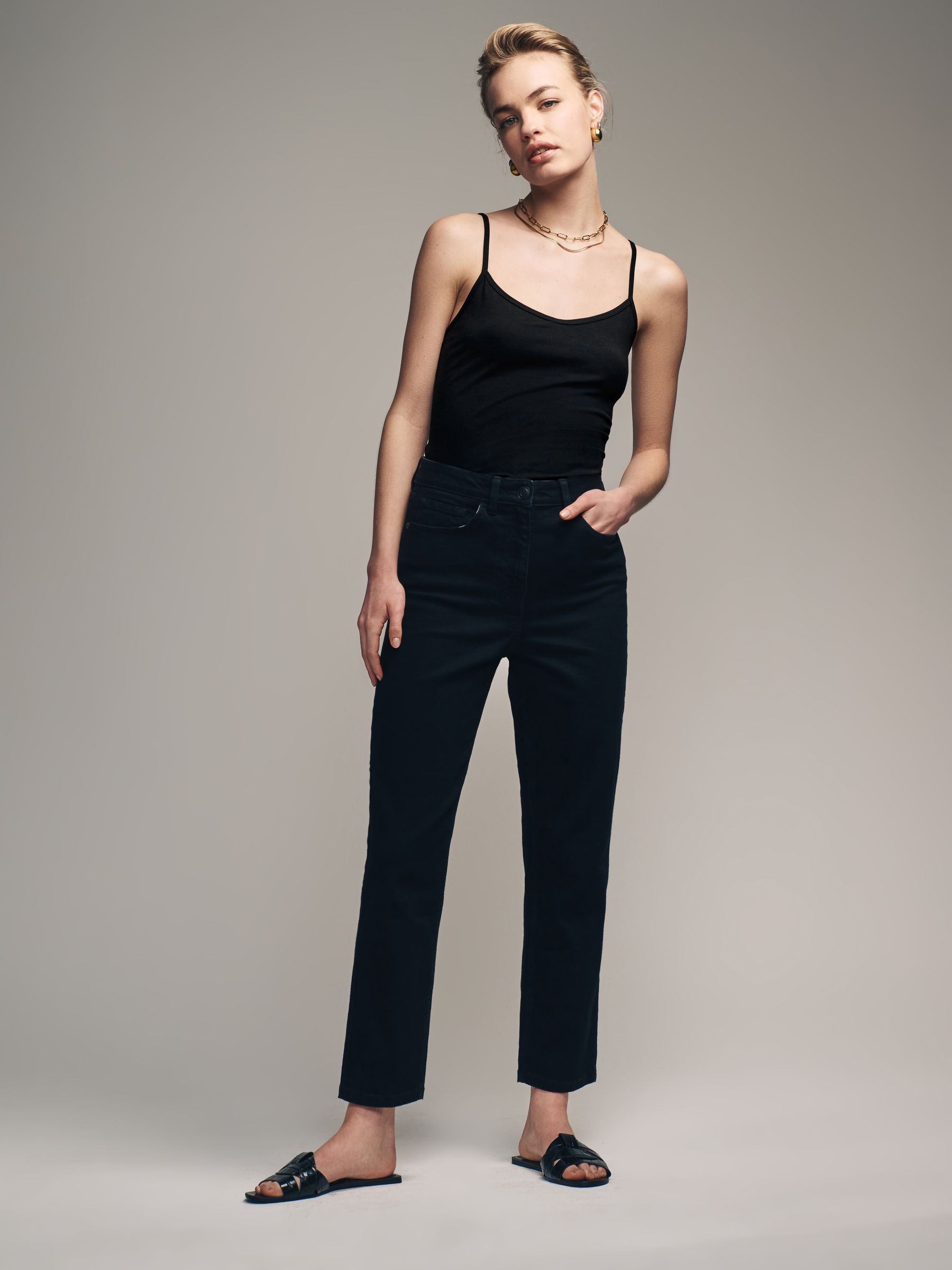 White/Black - 5 Pack Thin Strap Vest Tops - Image 3 of 5