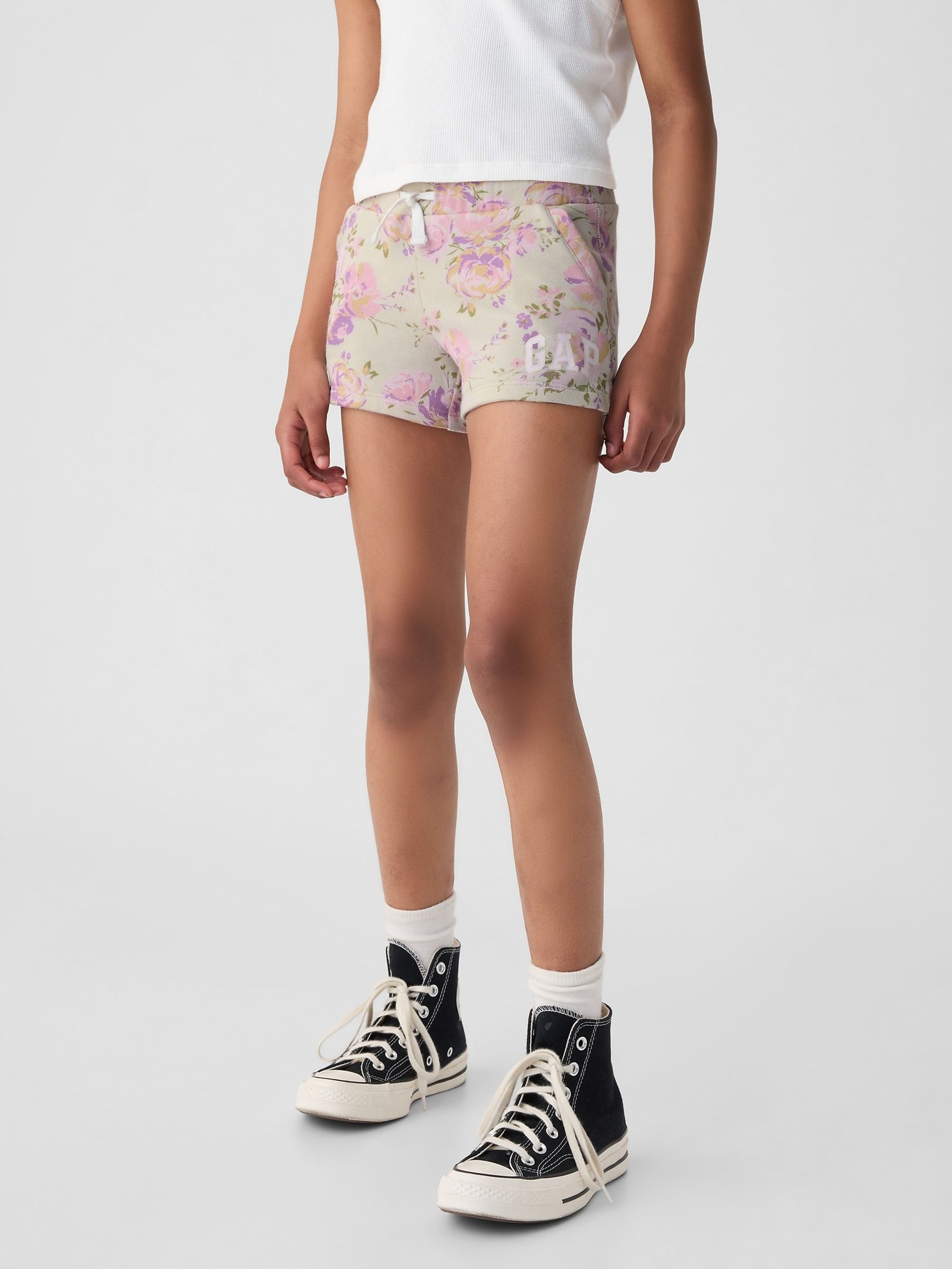 Natural Floral Logo Pull On Shorts - Image 1 of 2