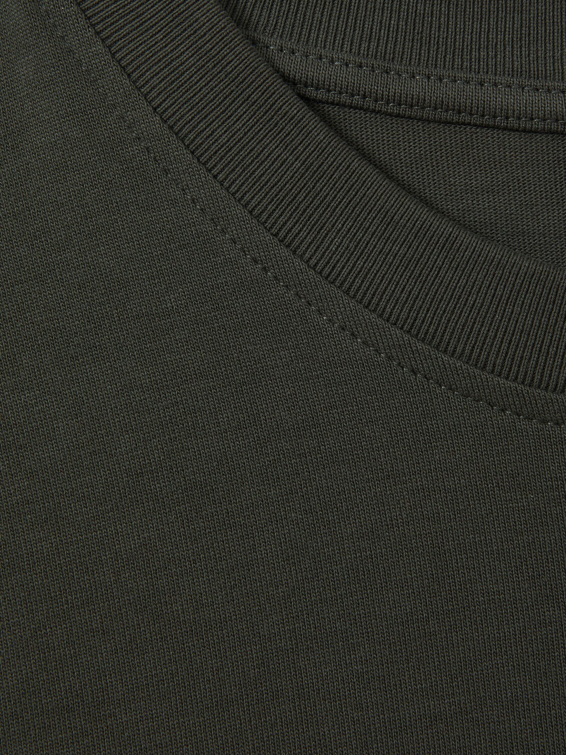 Cotton Crew Neck Long Sleeve T-Shirt in Khaki - Image 6 of 6