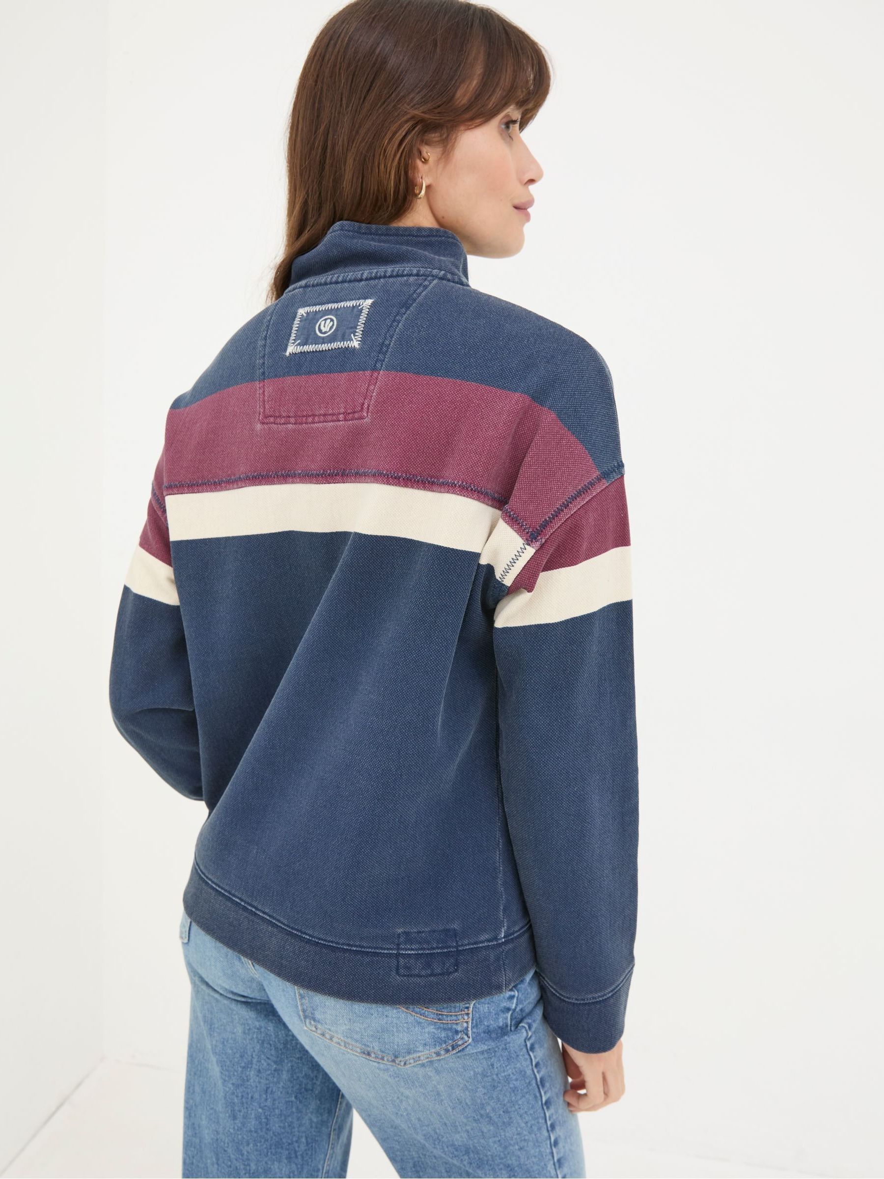 Airlie Navy Blue & Red Striped Sweat Top - Image 3 of 7