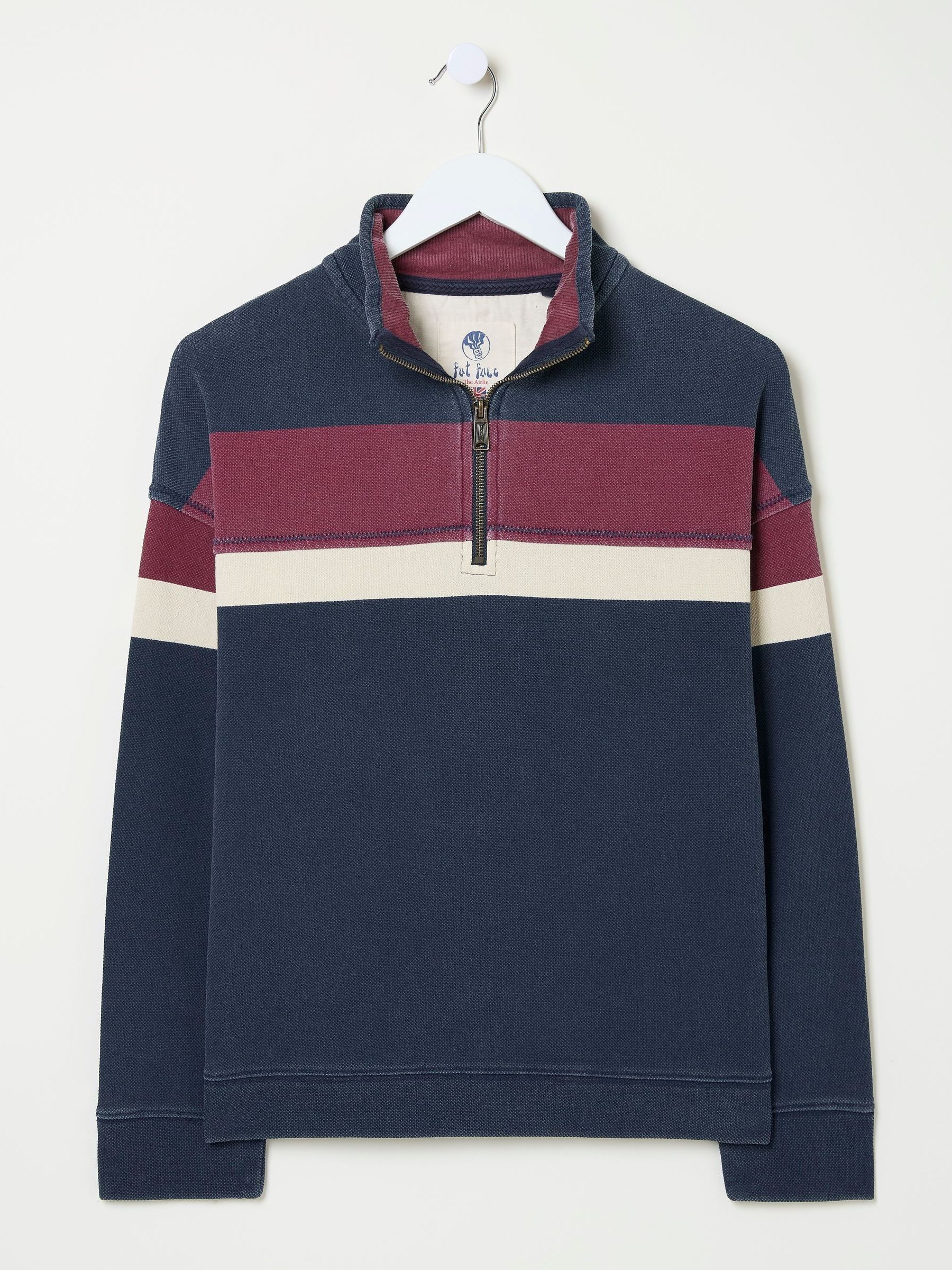 Airlie Navy Blue & Red Striped Sweat Top - Image 7 of 7