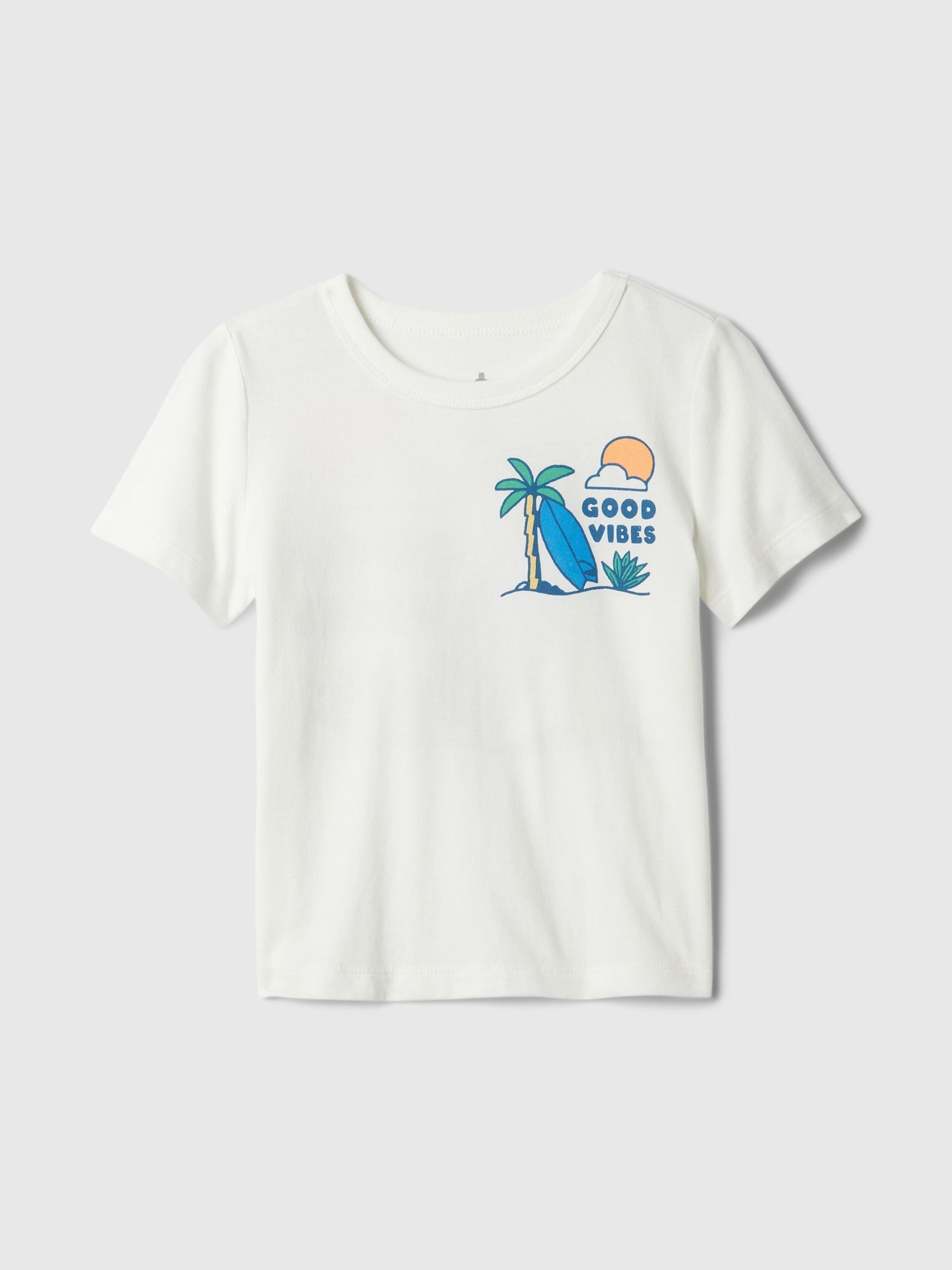 White Palm Tree Graphic Short Sleeve Crew Neck Baby T-Shirt (Newborn-5yrs) - Image 1 of 2