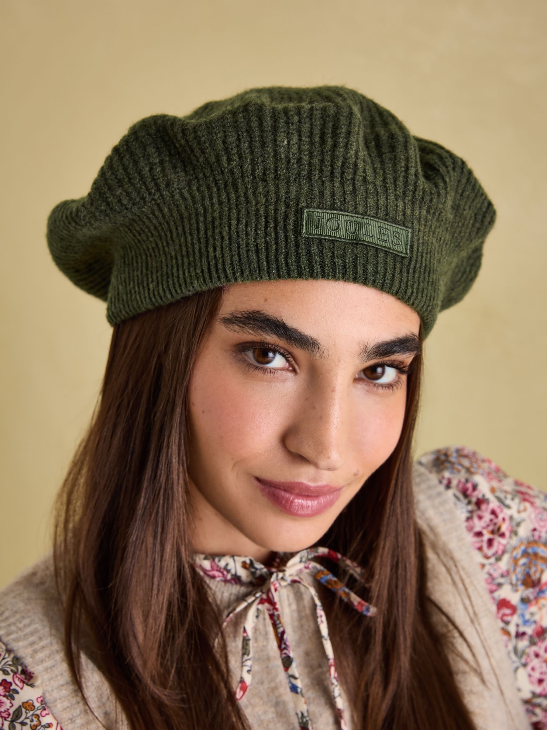 Joelle Khaki Green Knitted Beret - Image 3 of 4