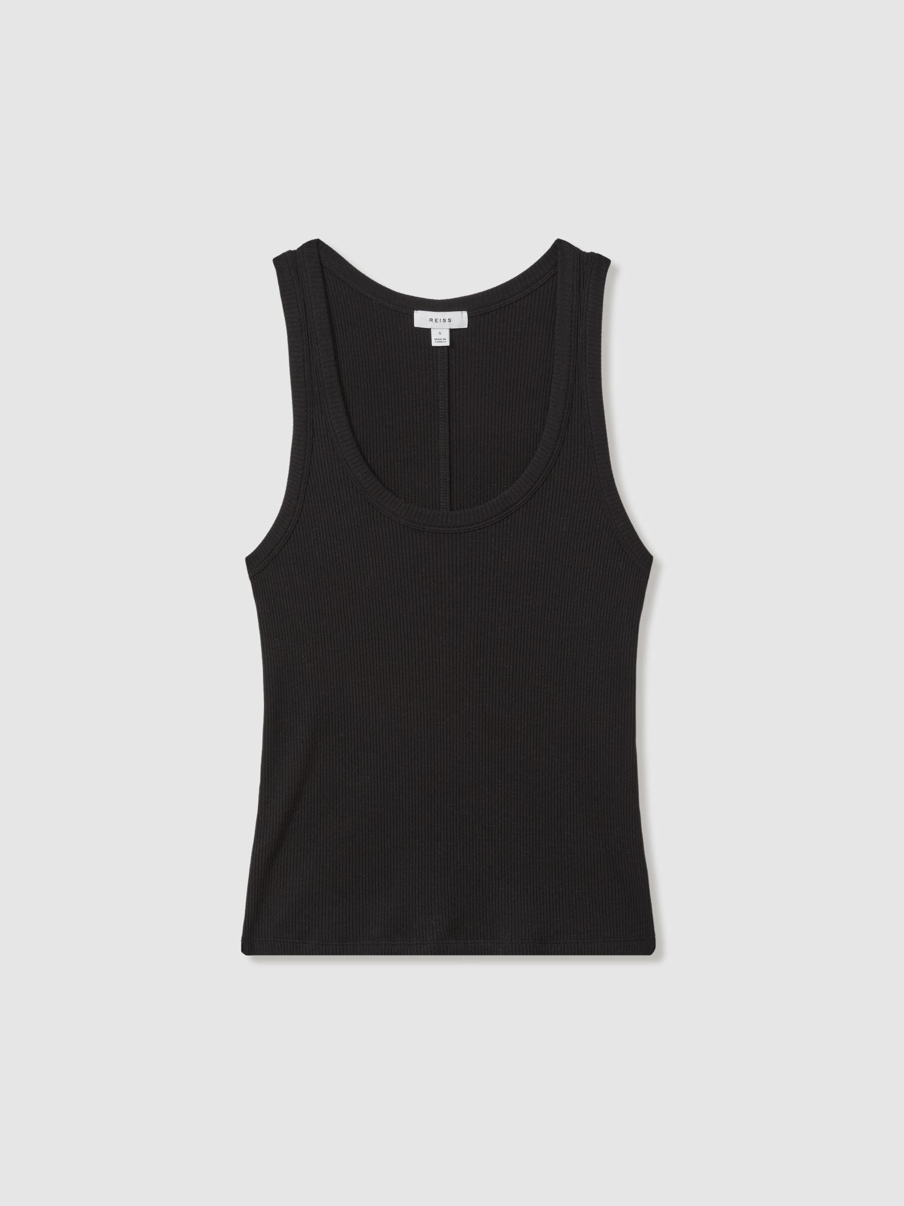 Ribbed Cotton Blend Vest in Black - Image 2 of 6