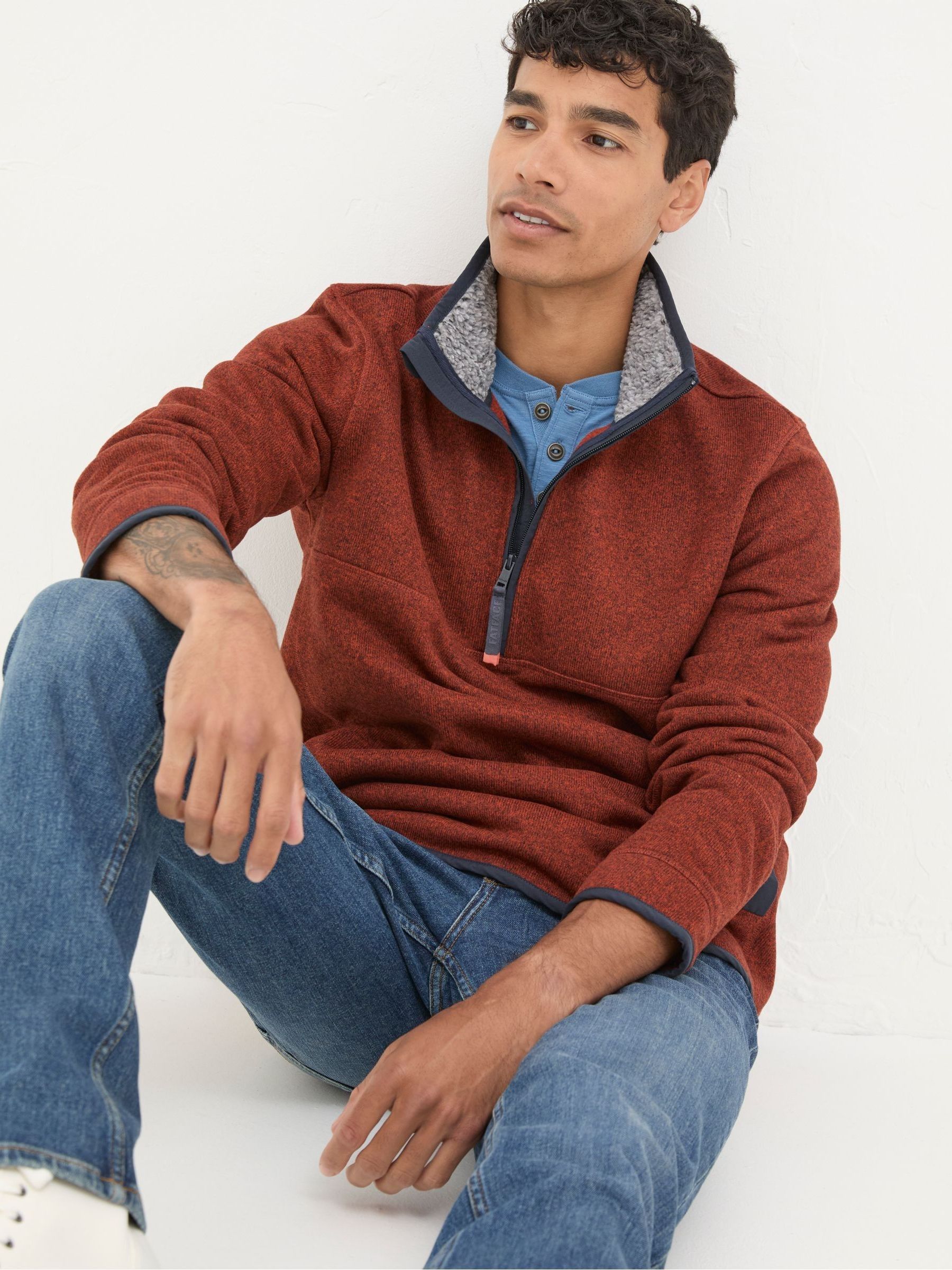 Haxby Burnt Orange Half Neck Sweatshirt - Image 4 of 7