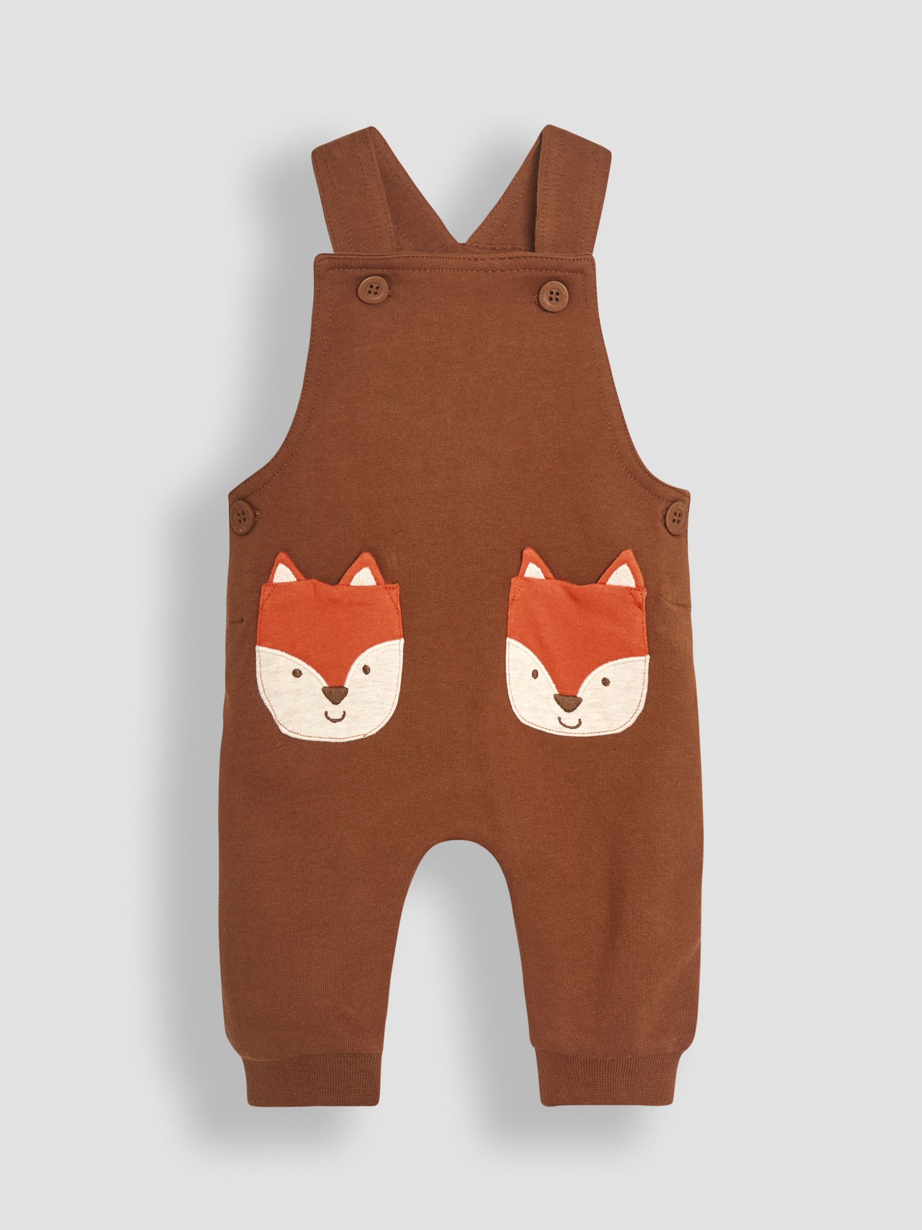 Toffee Brown Fox Appliqué Pocket Dungarees and Top Set - Image 2 of 6