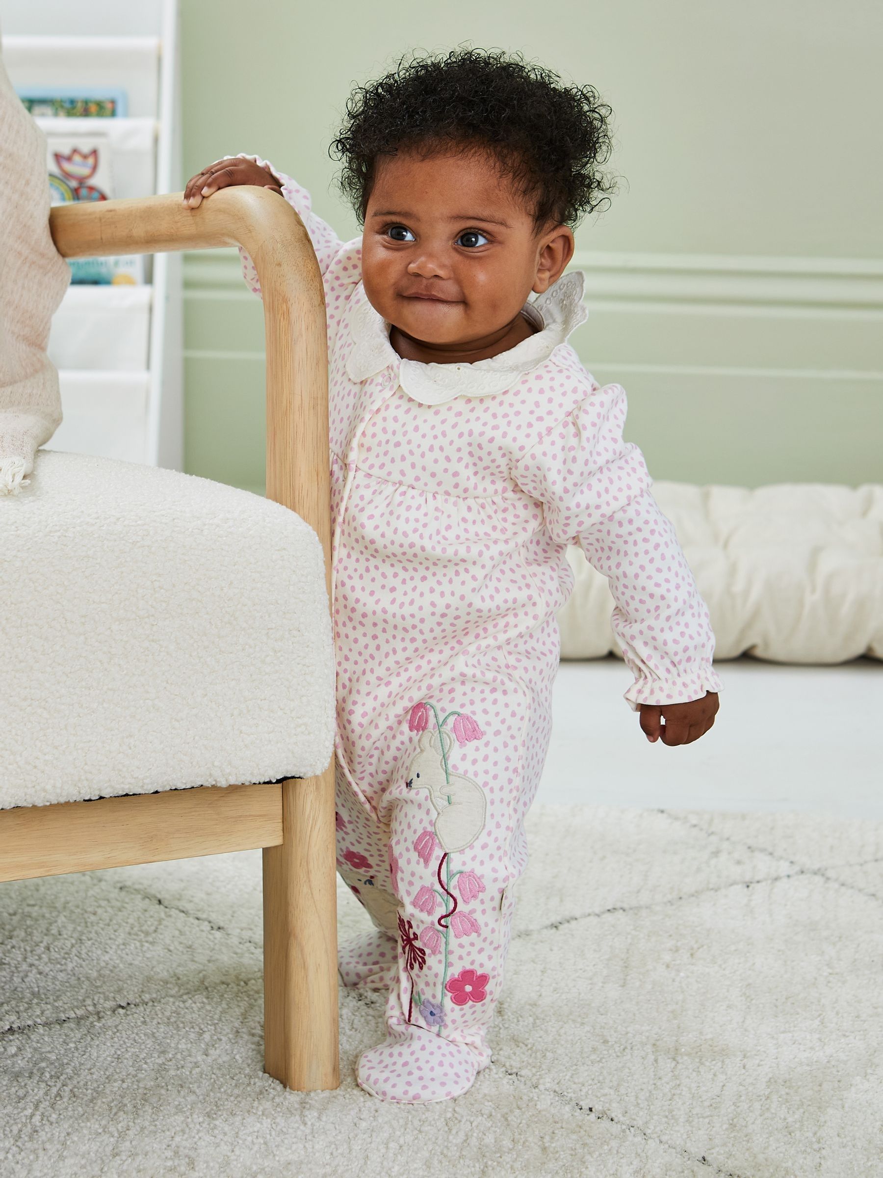 Pink Mouse Appliqué Frill Collar Sleepsuit - Image 2 of 5