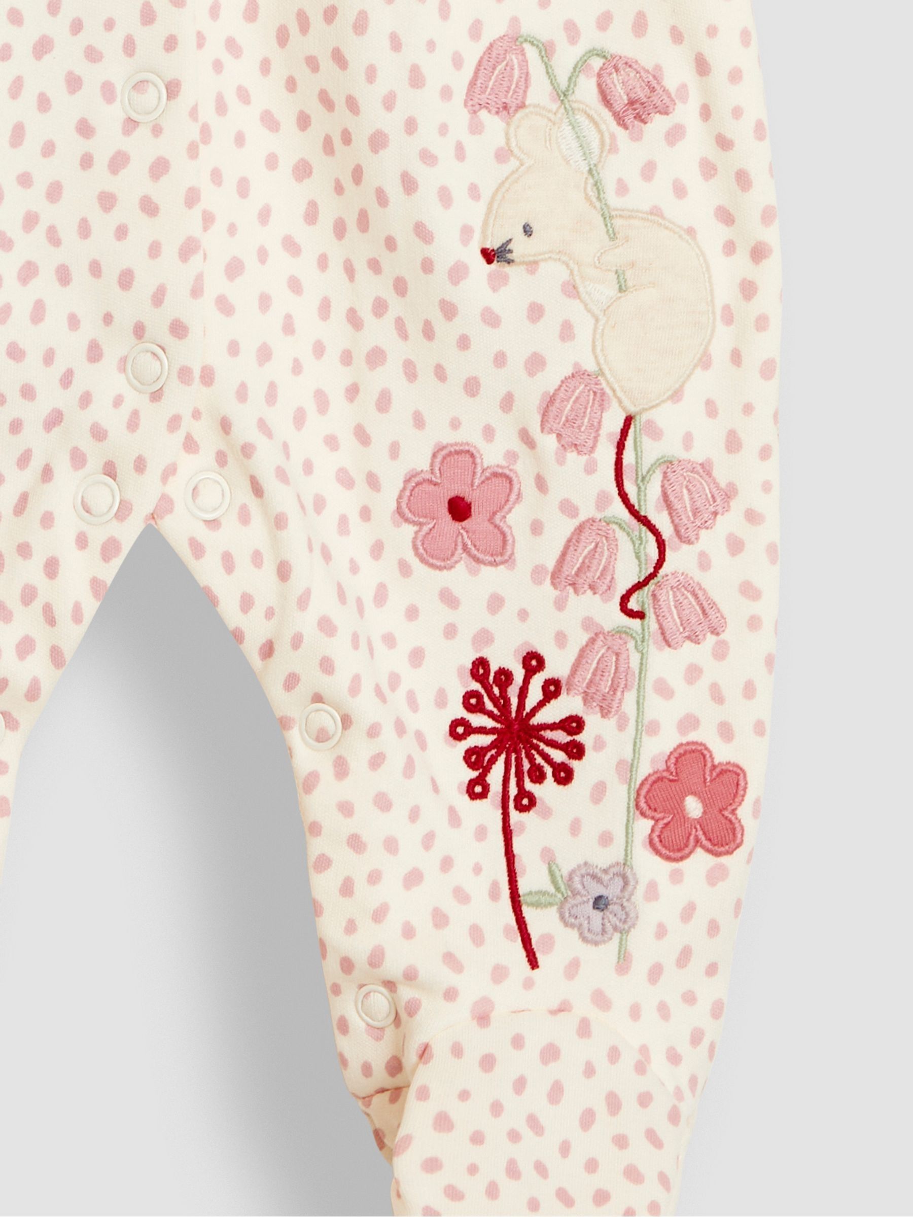 Pink Mouse Appliqué Frill Collar Sleepsuit - Image 5 of 5