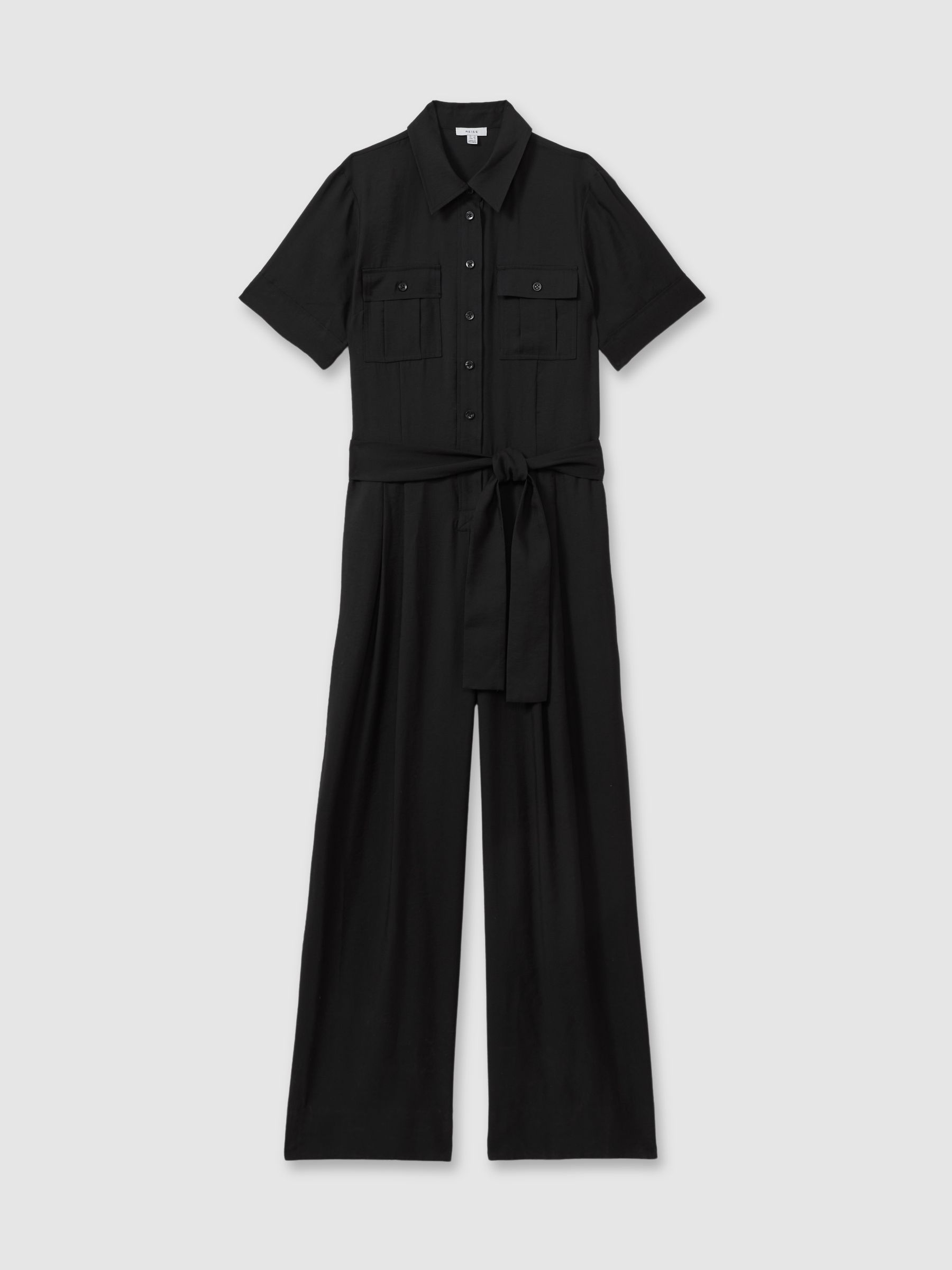 Joanie Black Belted Utility Wide Leg Jumpsuit - Image 2 of 7