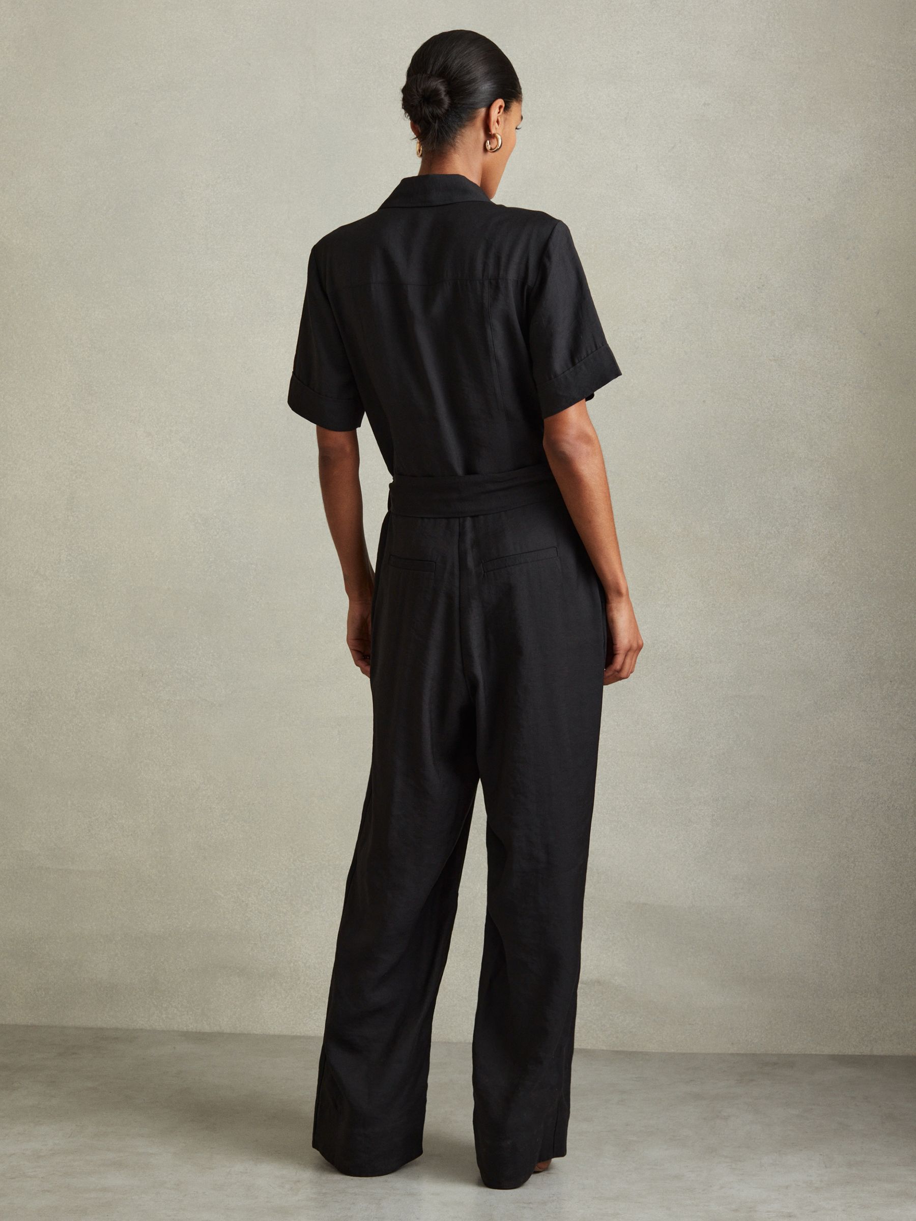 Joanie Black Belted Utility Wide Leg Jumpsuit - Image 4 of 7