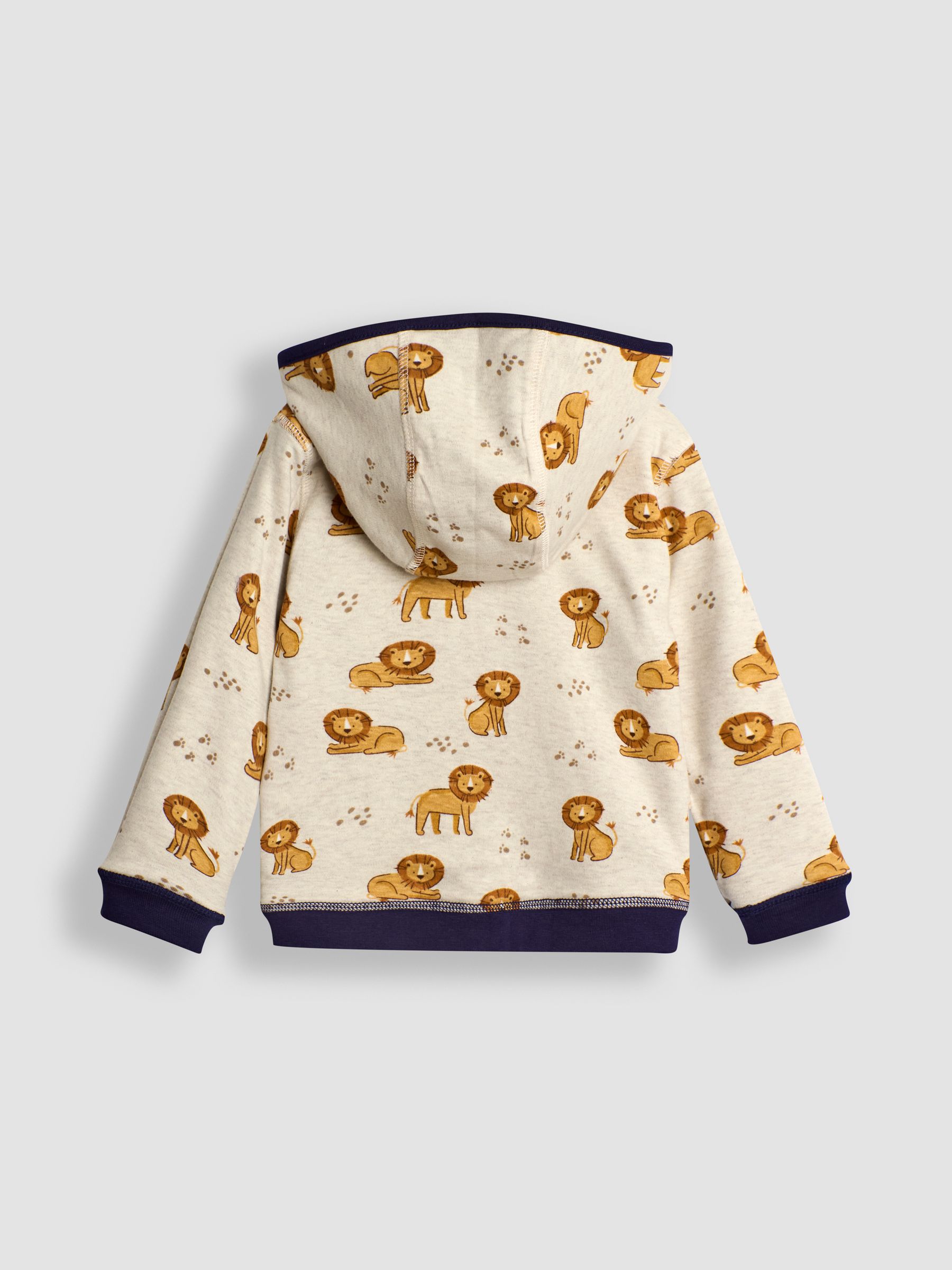 Navy Blue/Natural Lion Lion Appliqué Reversible Hoodie - Image 5 of 8