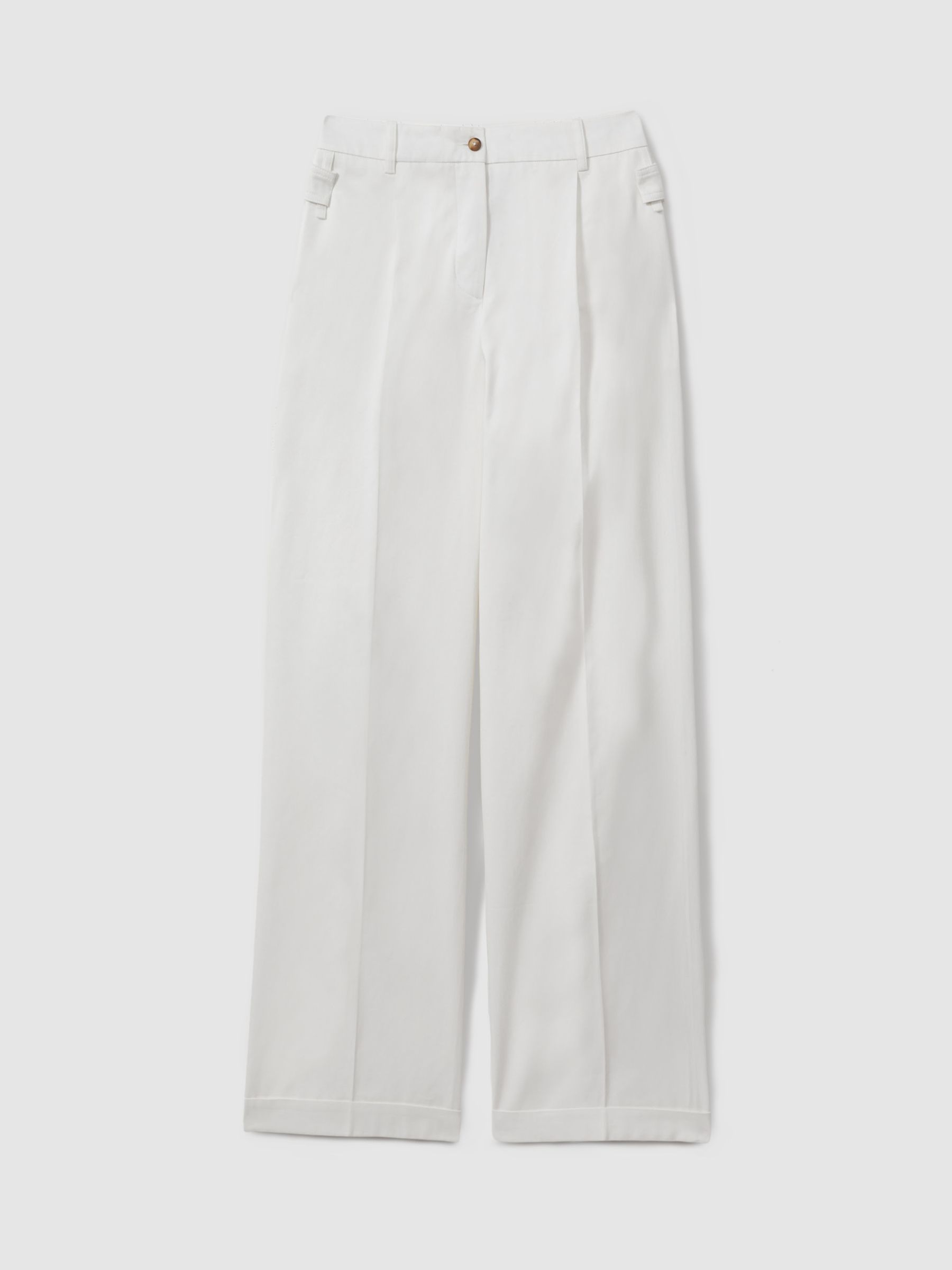 Petite Cotton Wide Leg Suit Trousers in White - Image 2 of 7