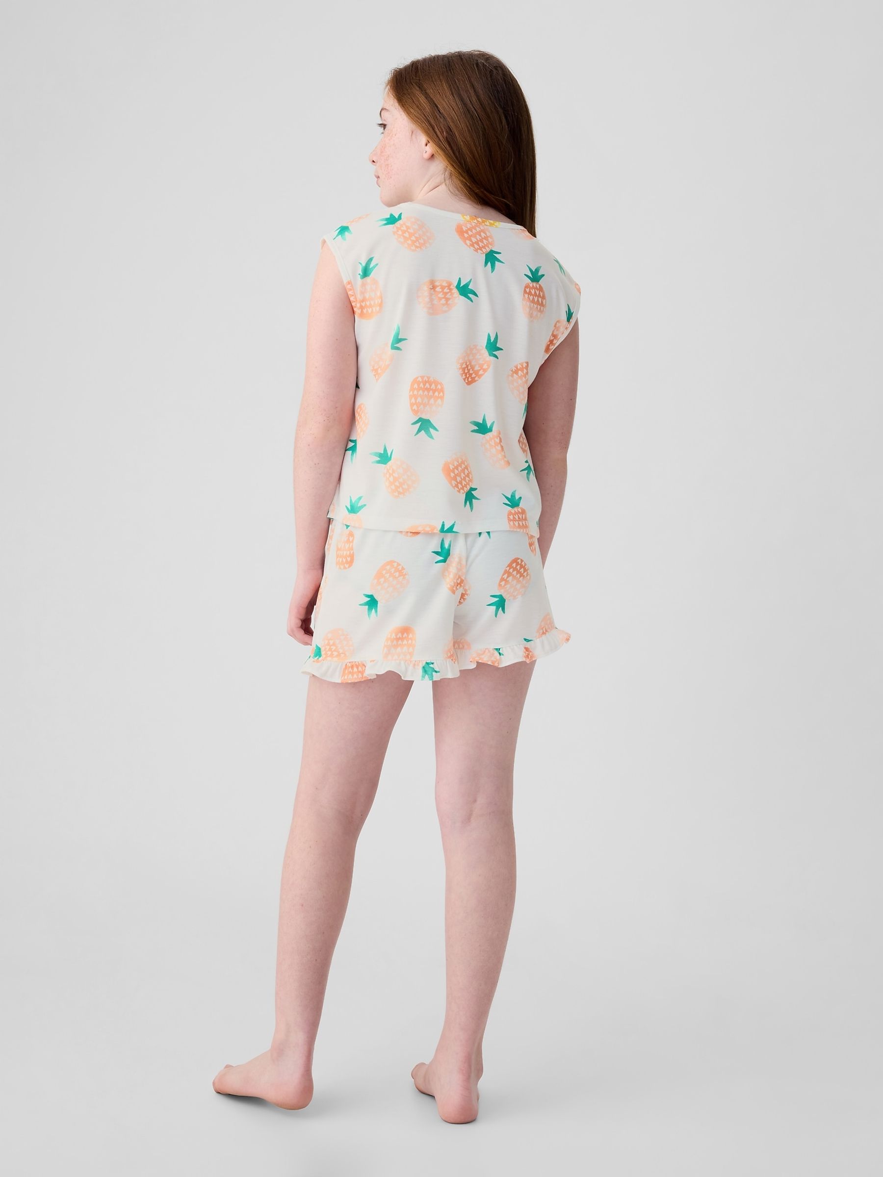 White Print Pyjama Sleeveless Shorts Set - Image 2 of 3