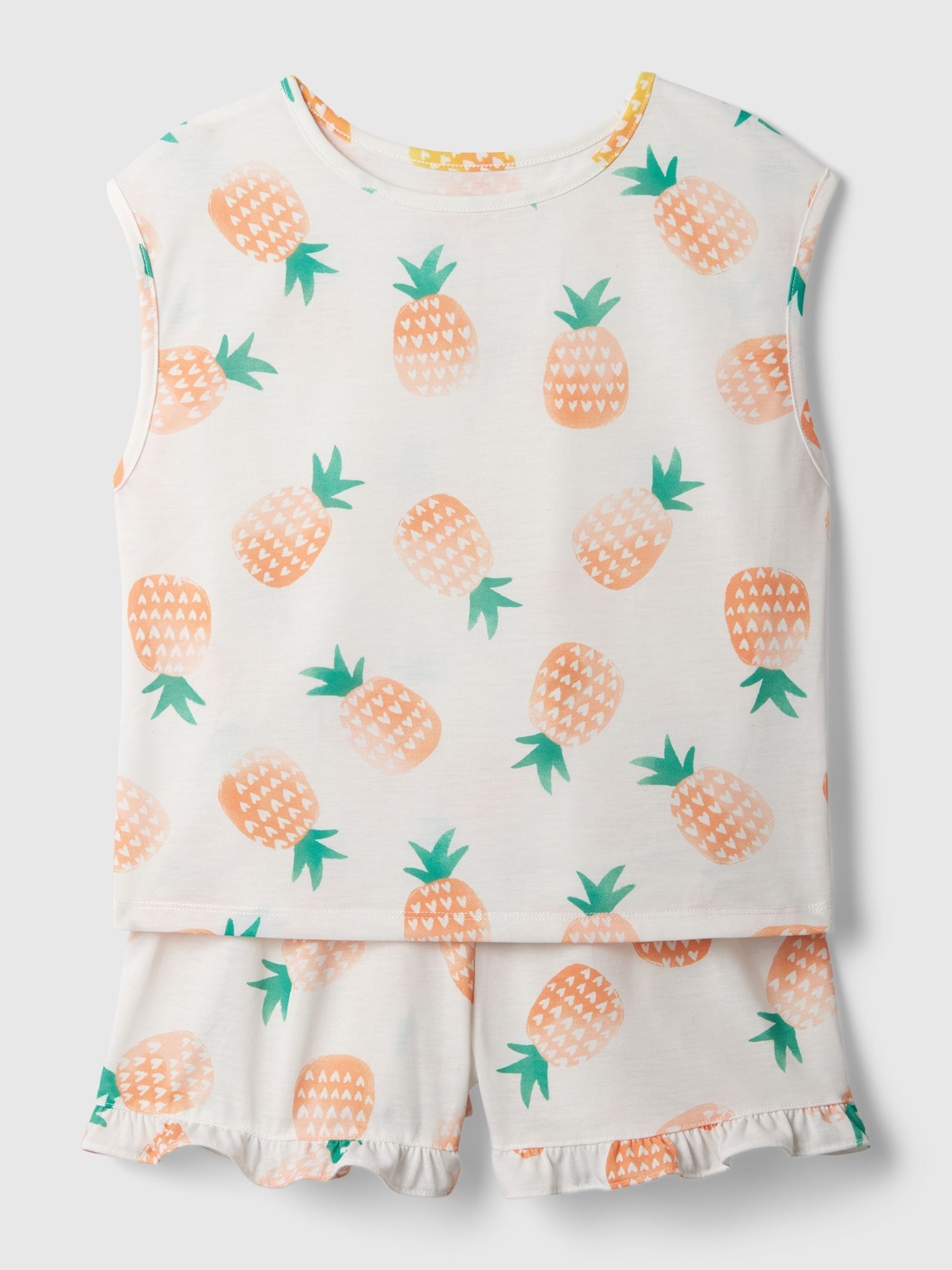 White Print Pyjama Sleeveless Shorts Set - Image 3 of 3