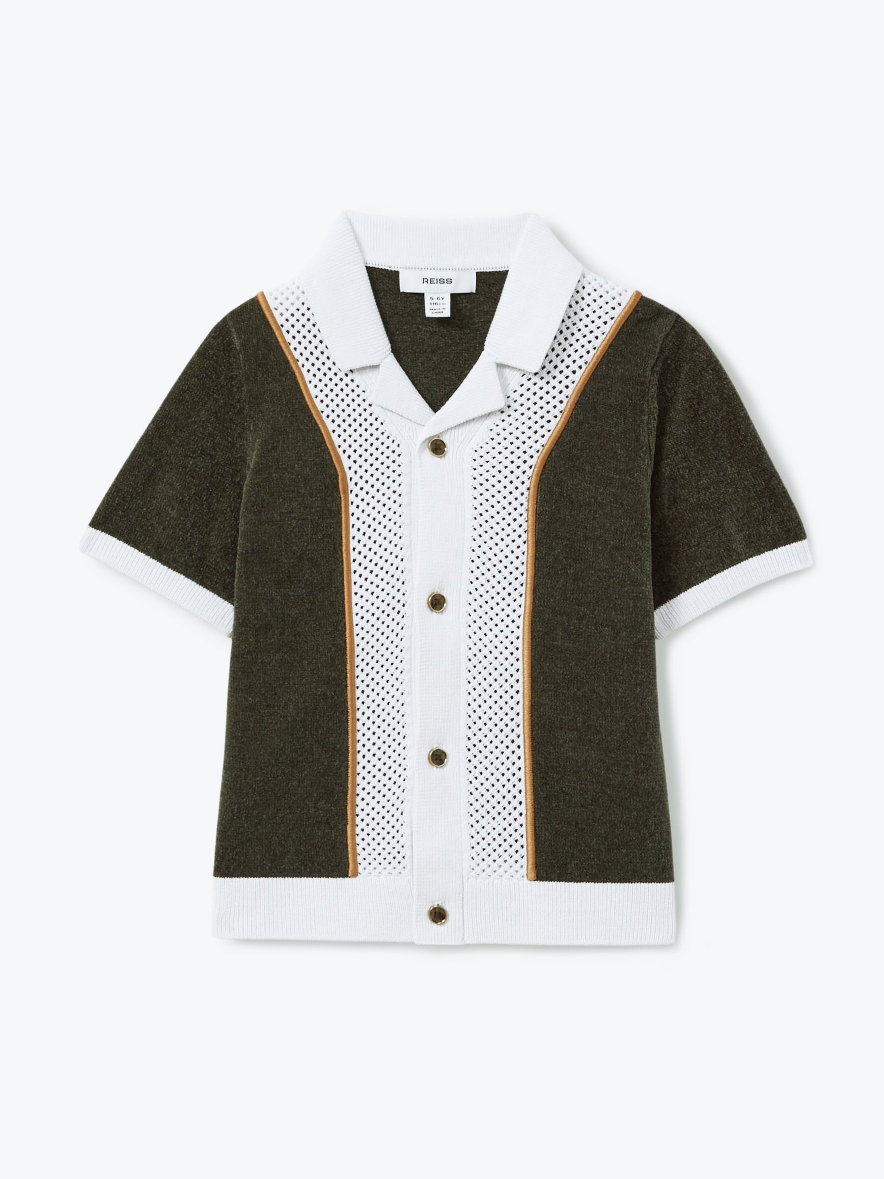 9-13 yrs Hybrid Velour Cuban Collar Shirt in Green Smoke - Image 2 of 4