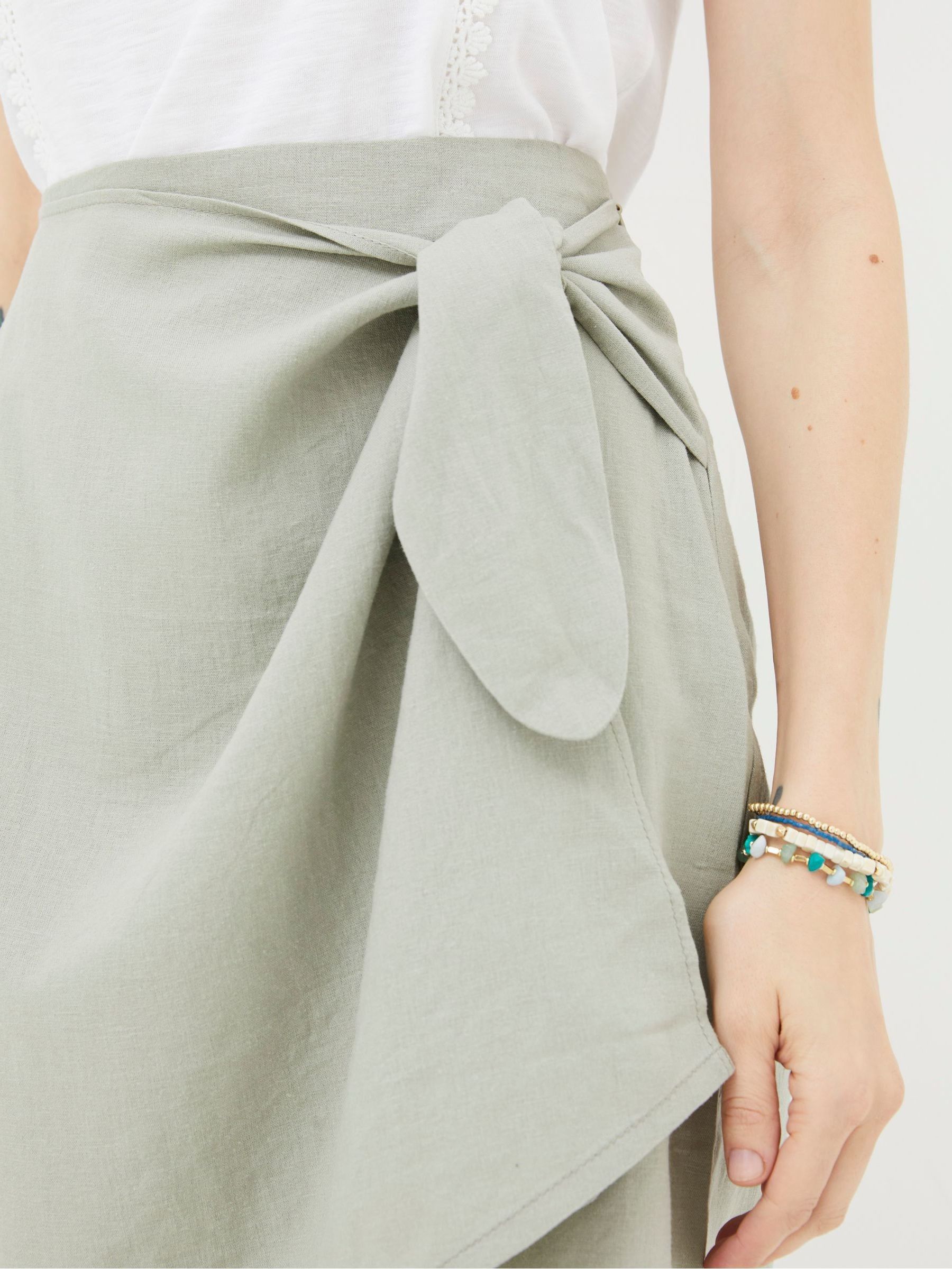 Mia Green Linen Blend Skirt - Image 8 of 10
