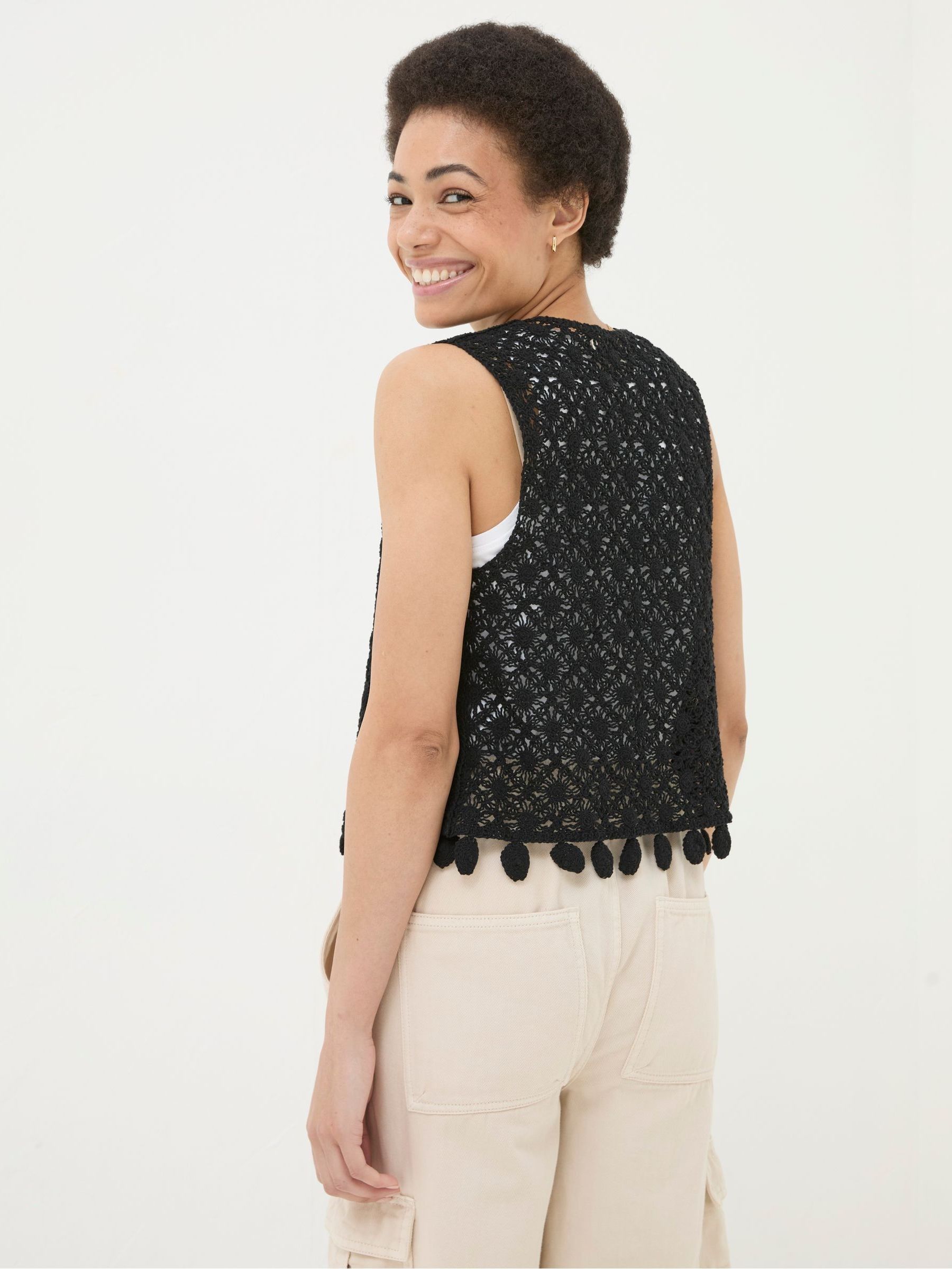 Black Coin Trim Crochet Waistcoat - Image 7 of 9