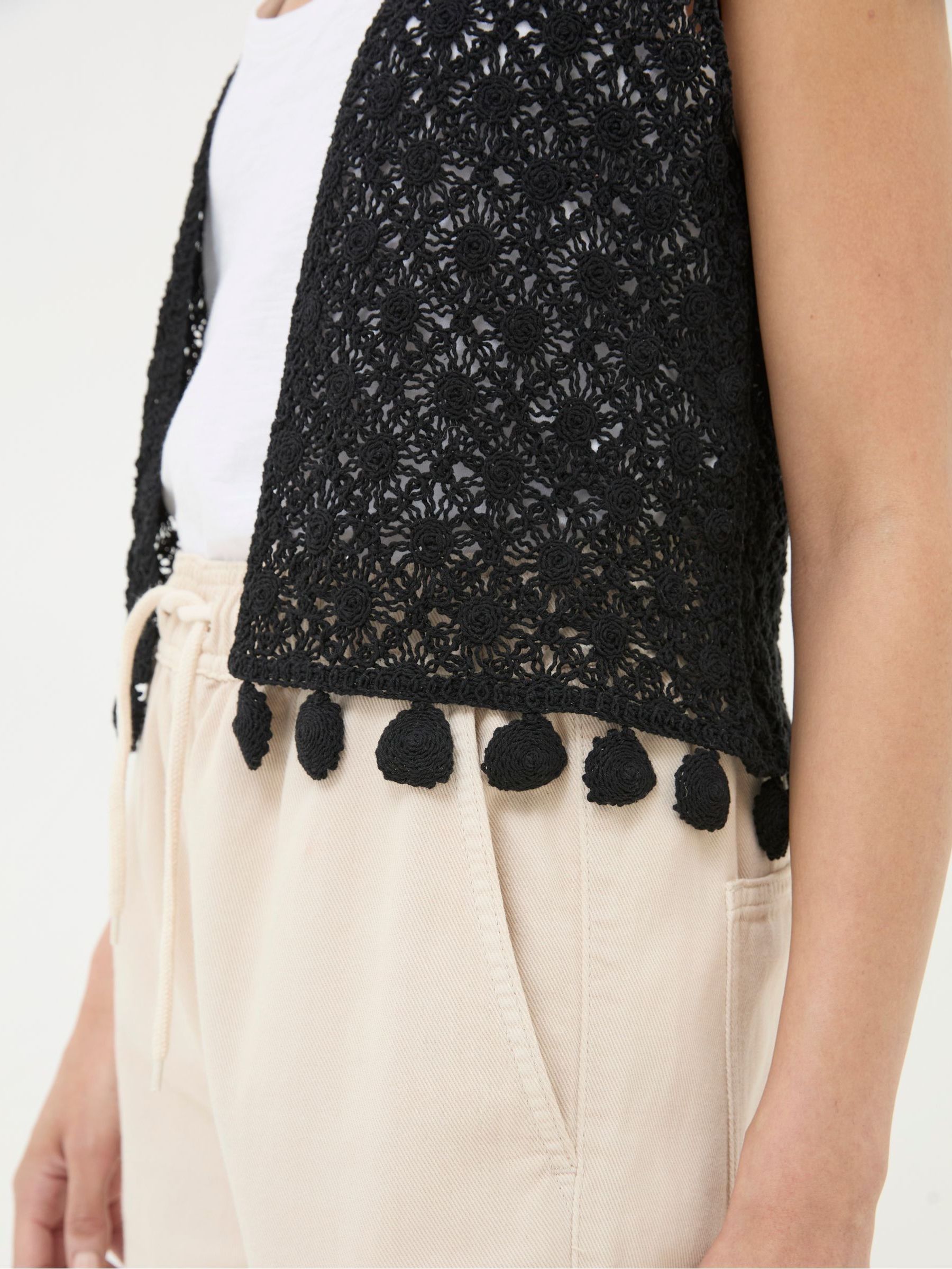 Black Coin Trim Crochet Waistcoat - Image 8 of 9