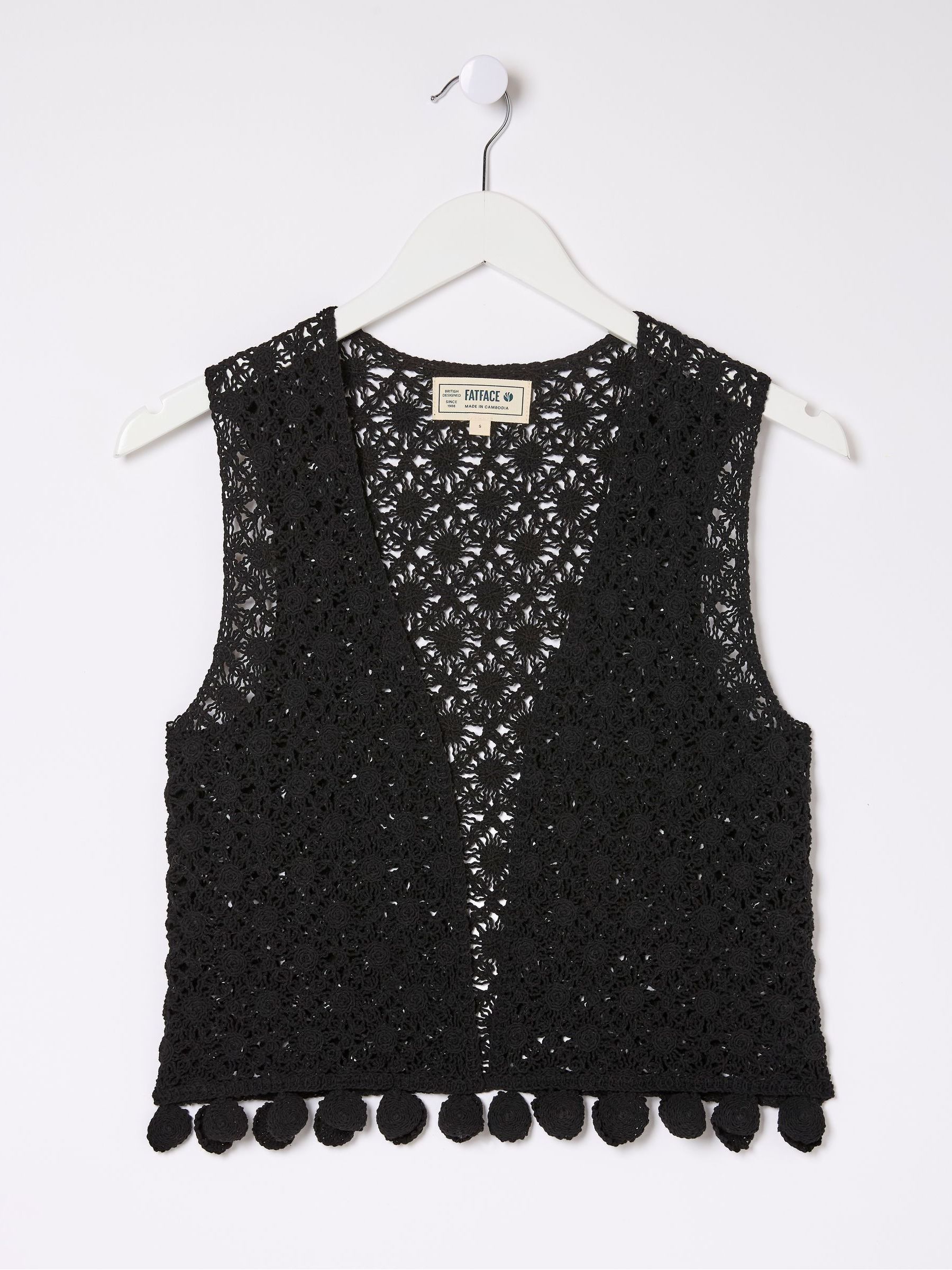 Black Coin Trim Crochet Waistcoat - Image 9 of 9