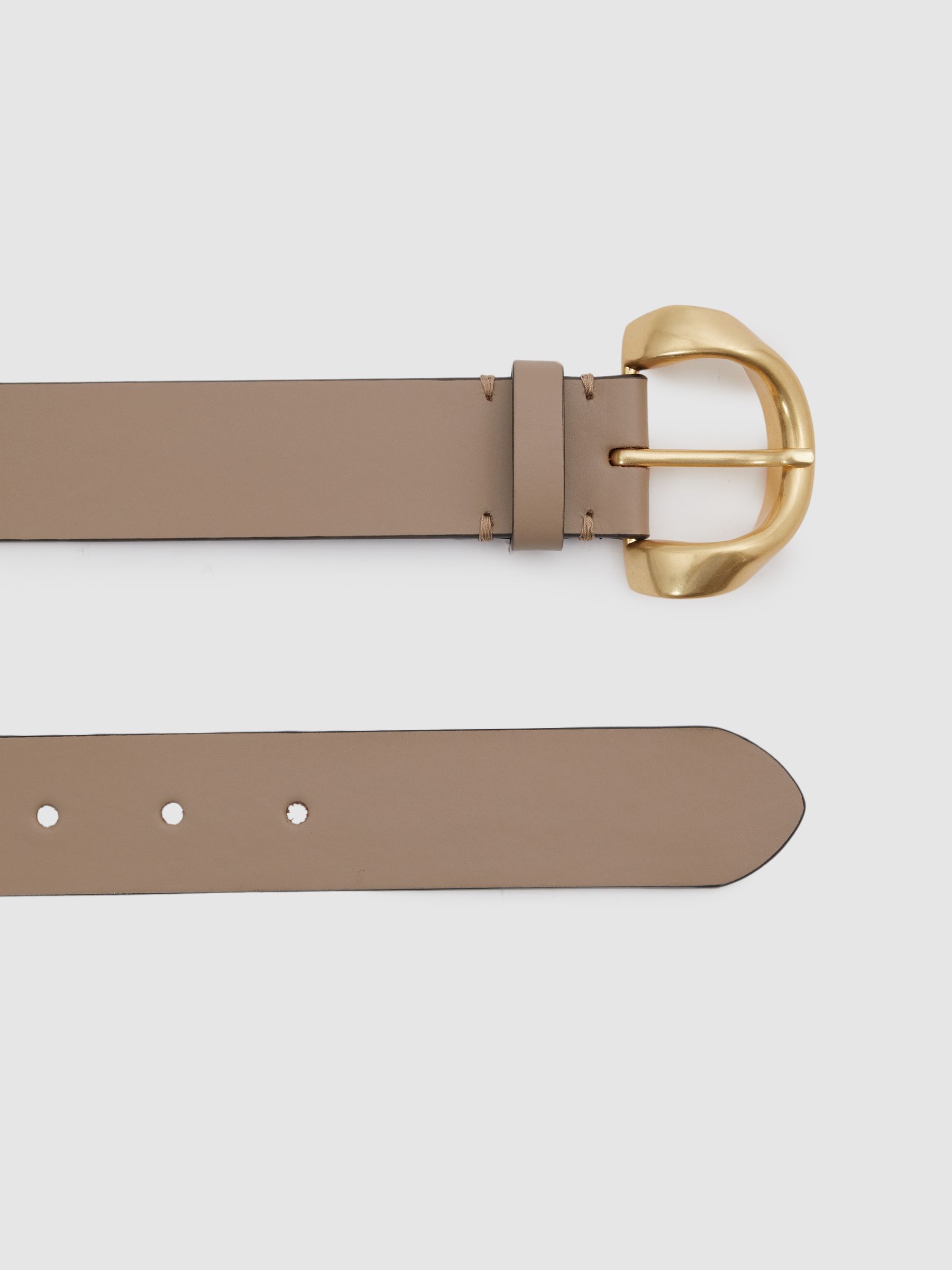 Indie Taupe Leather Twisted Buckle Belt - Image 3 of 4
