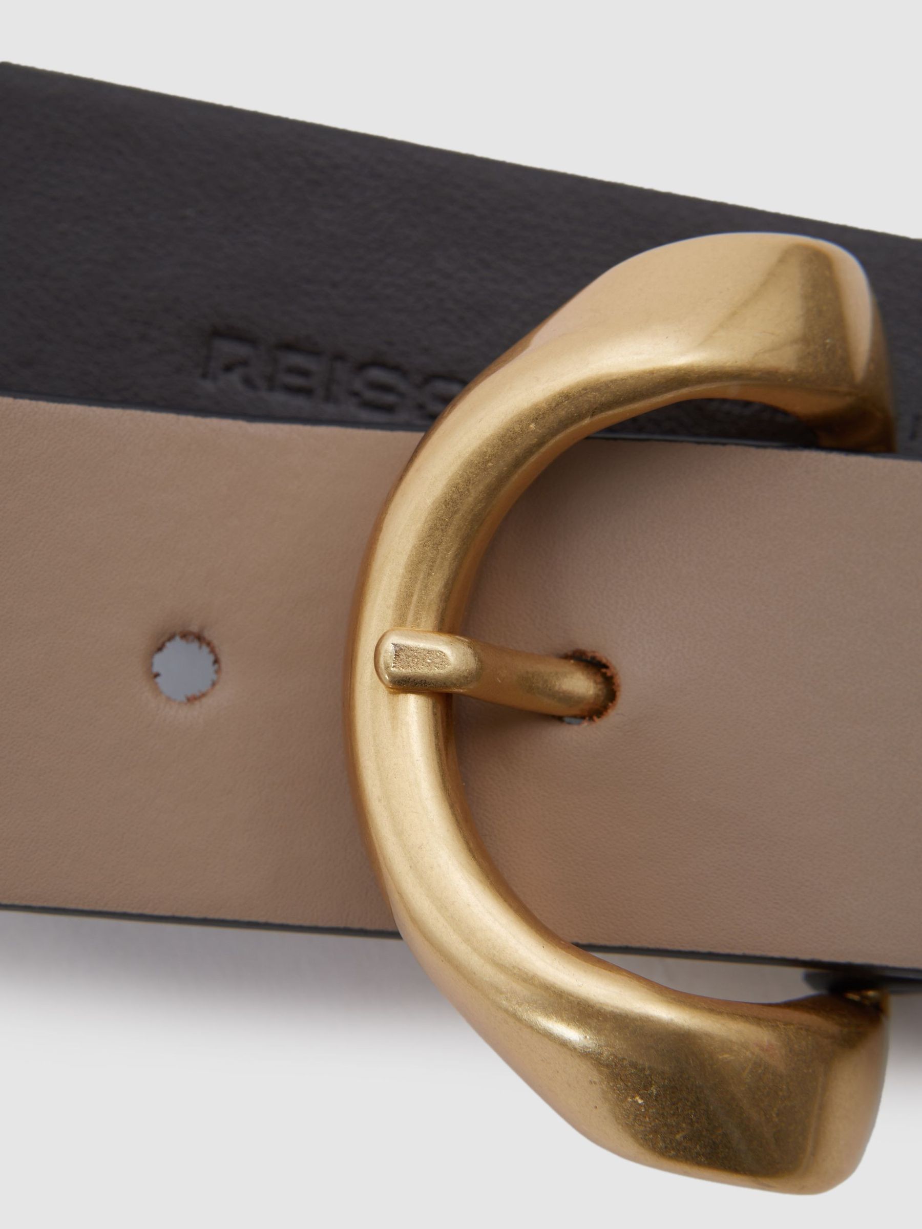 Indie Taupe Leather Twisted Buckle Belt - Image 4 of 4
