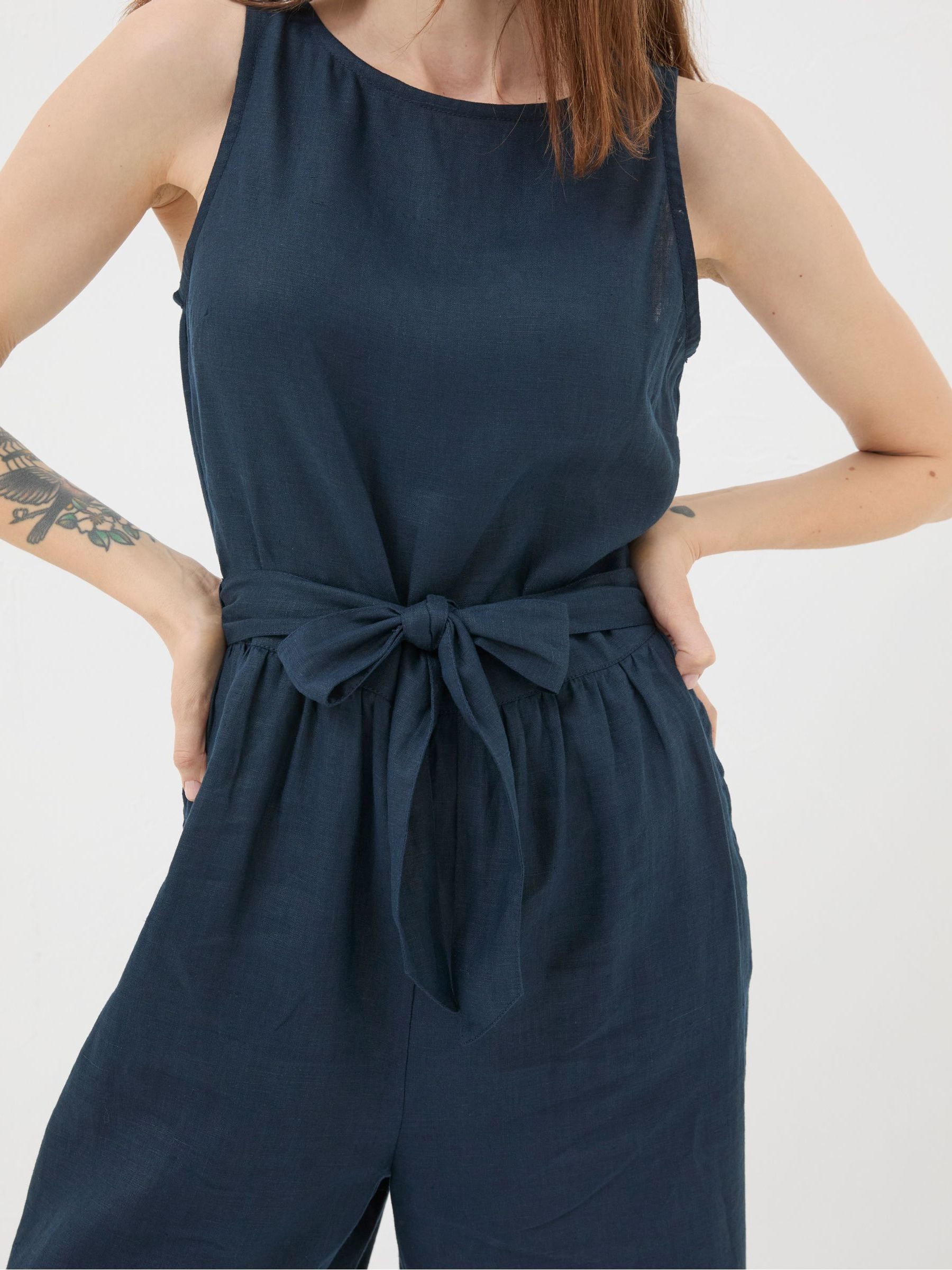 Liz Blue Linen Jumpsuit - Image 4 of 7