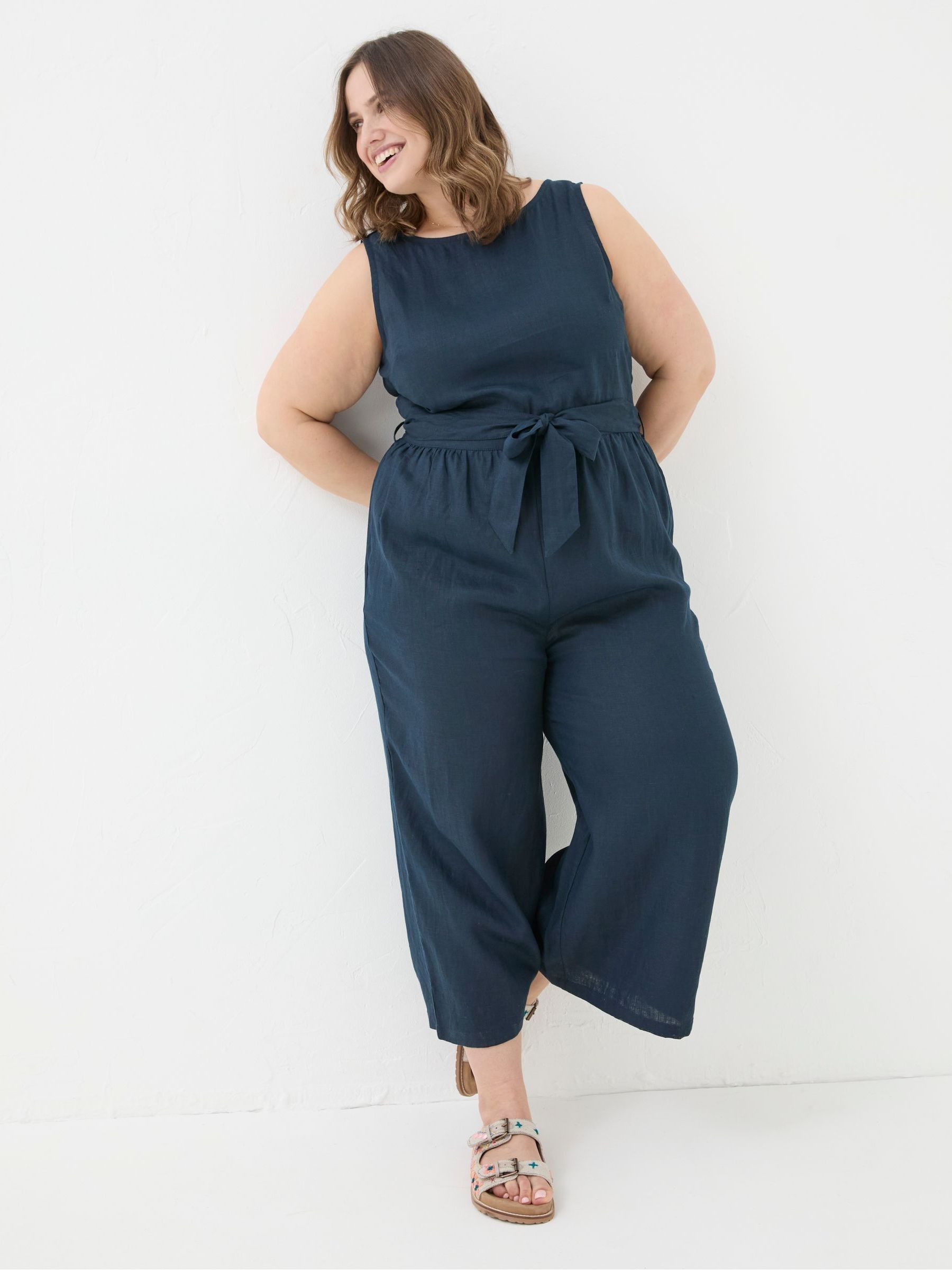 Liz Blue Linen Jumpsuit - Image 5 of 7