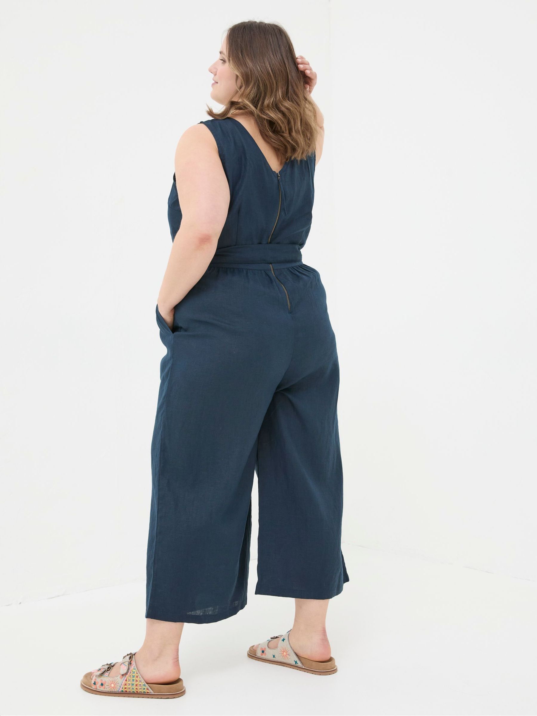 Liz Blue Linen Jumpsuit - Image 6 of 7