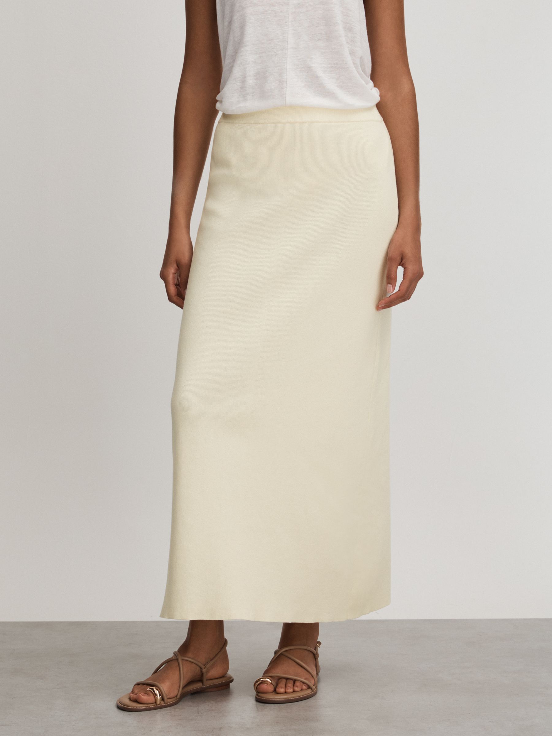 Ines White Anna Quan Knitted Cotton Midi Skirt - Image 3 of 5
