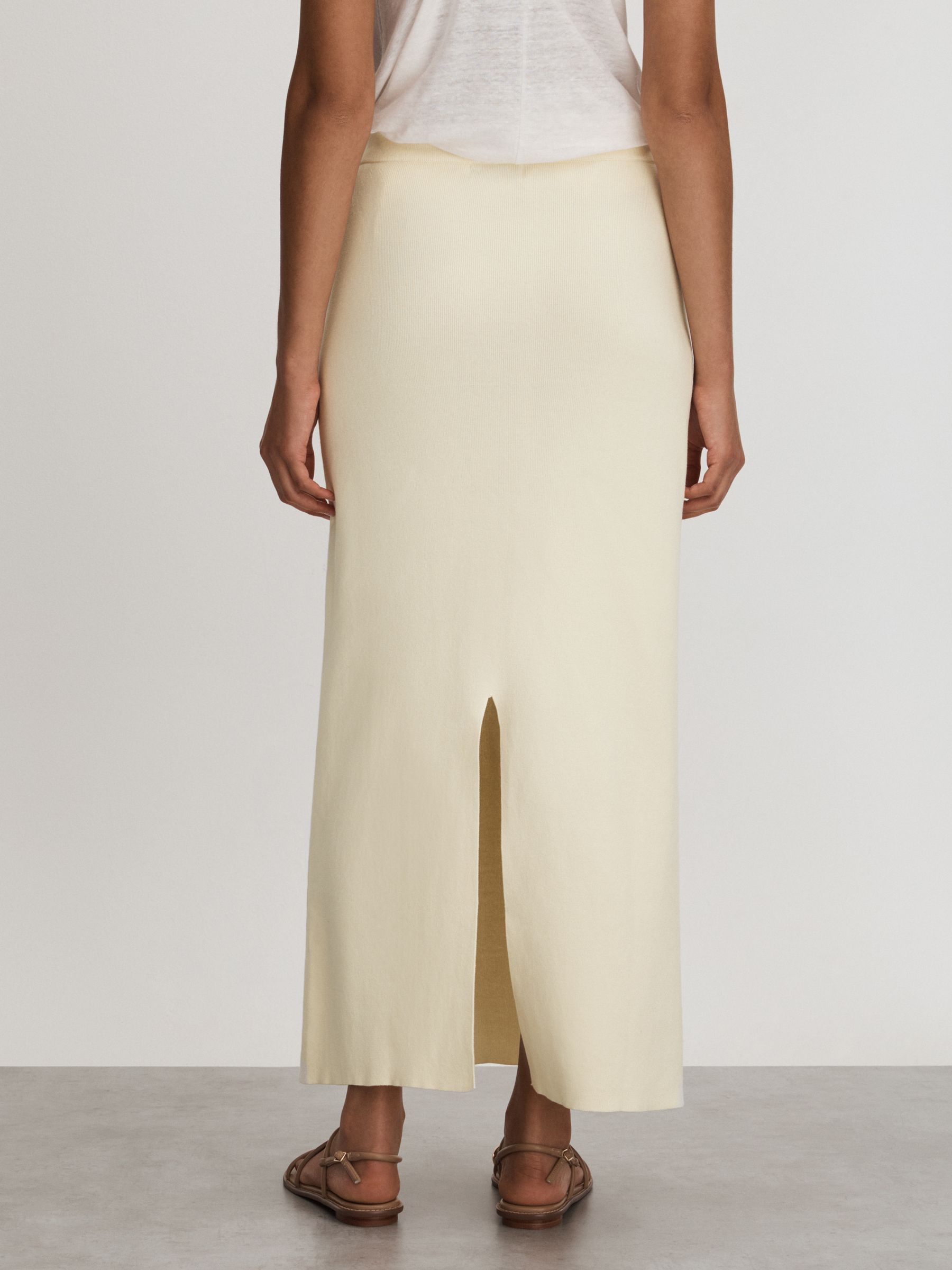 Ines White Anna Quan Knitted Cotton Midi Skirt - Image 4 of 5