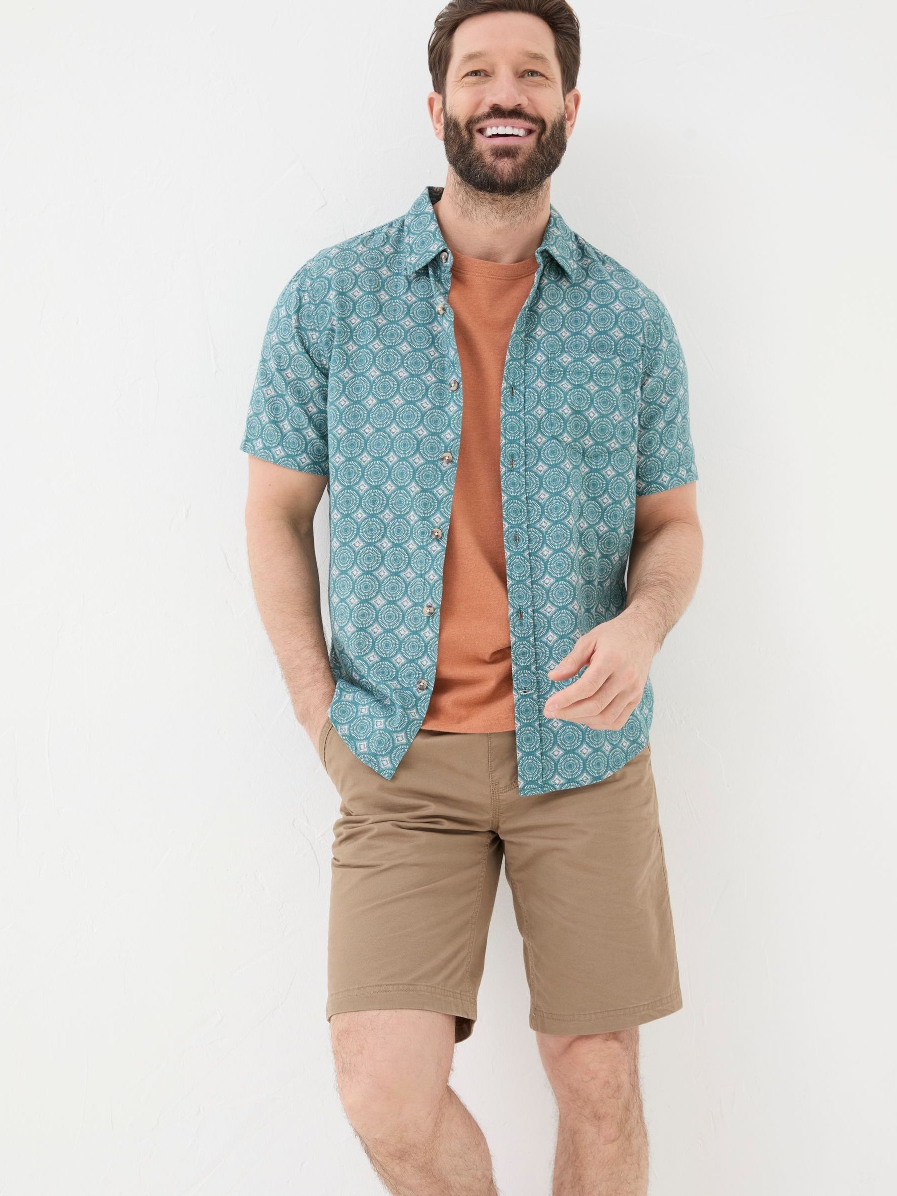 Short Sleeve Snave Tile Print Shirt