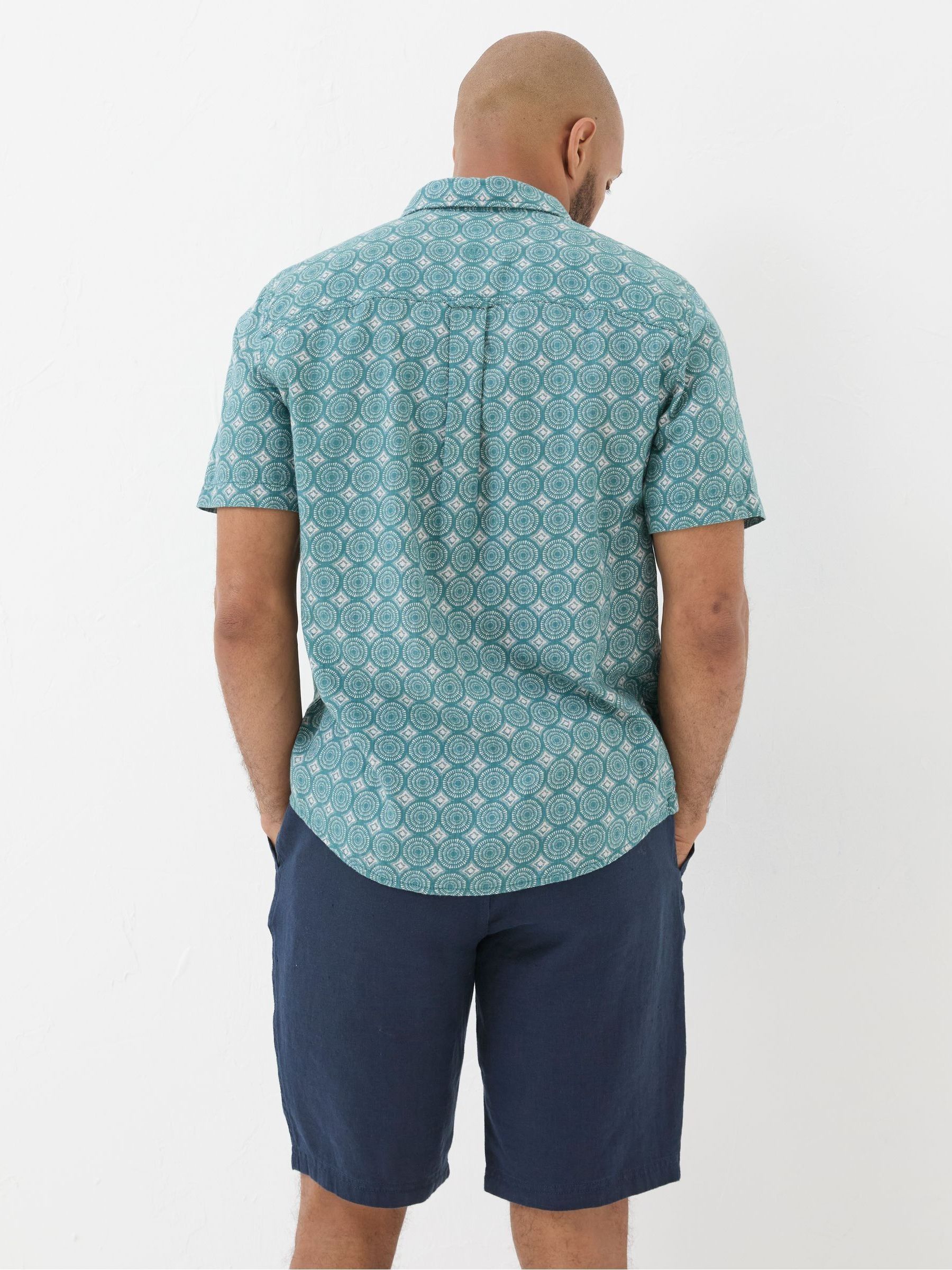 Green Short Sleeve Snave Tile Print Shirt - Image 2 of 6