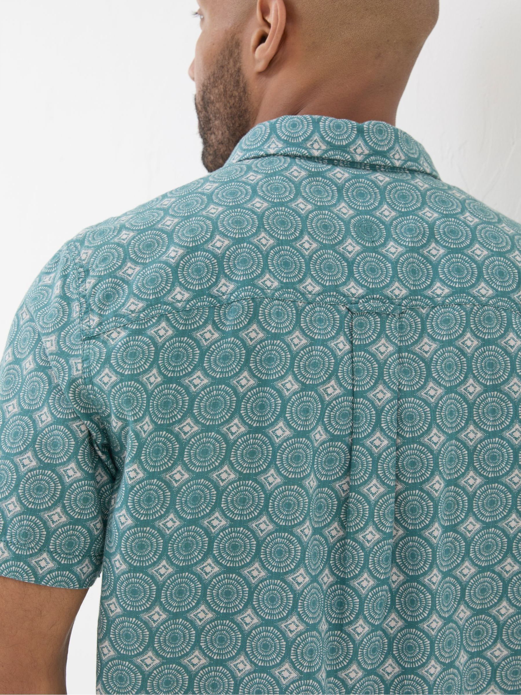 Green Short Sleeve Snave Tile Print Shirt - Image 4 of 6