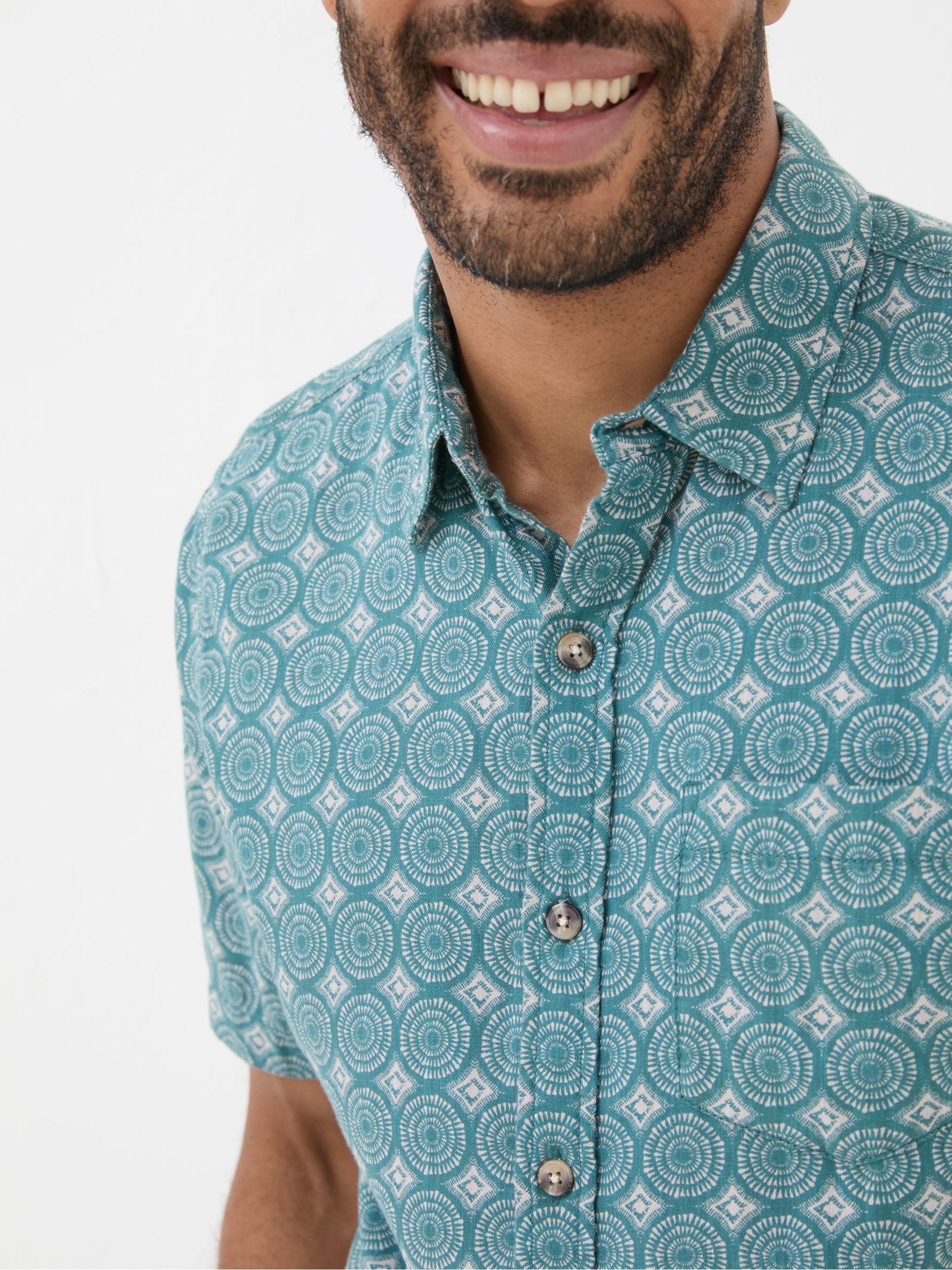 Green Short Sleeve Snave Tile Print Shirt - Image 5 of 6