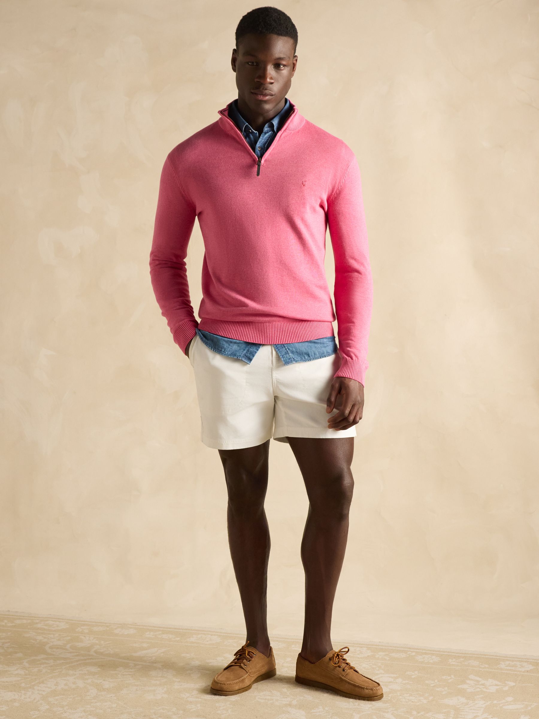 Hillside Rose Pink Quarter Zip Knitted Jumper - Image 4 of 6
