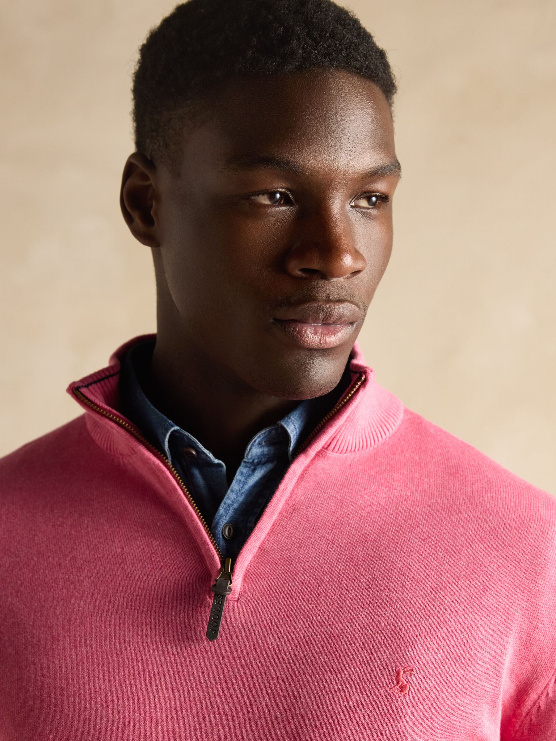 Hillside Rose Pink Quarter Zip Knitted Jumper - Image 5 of 6