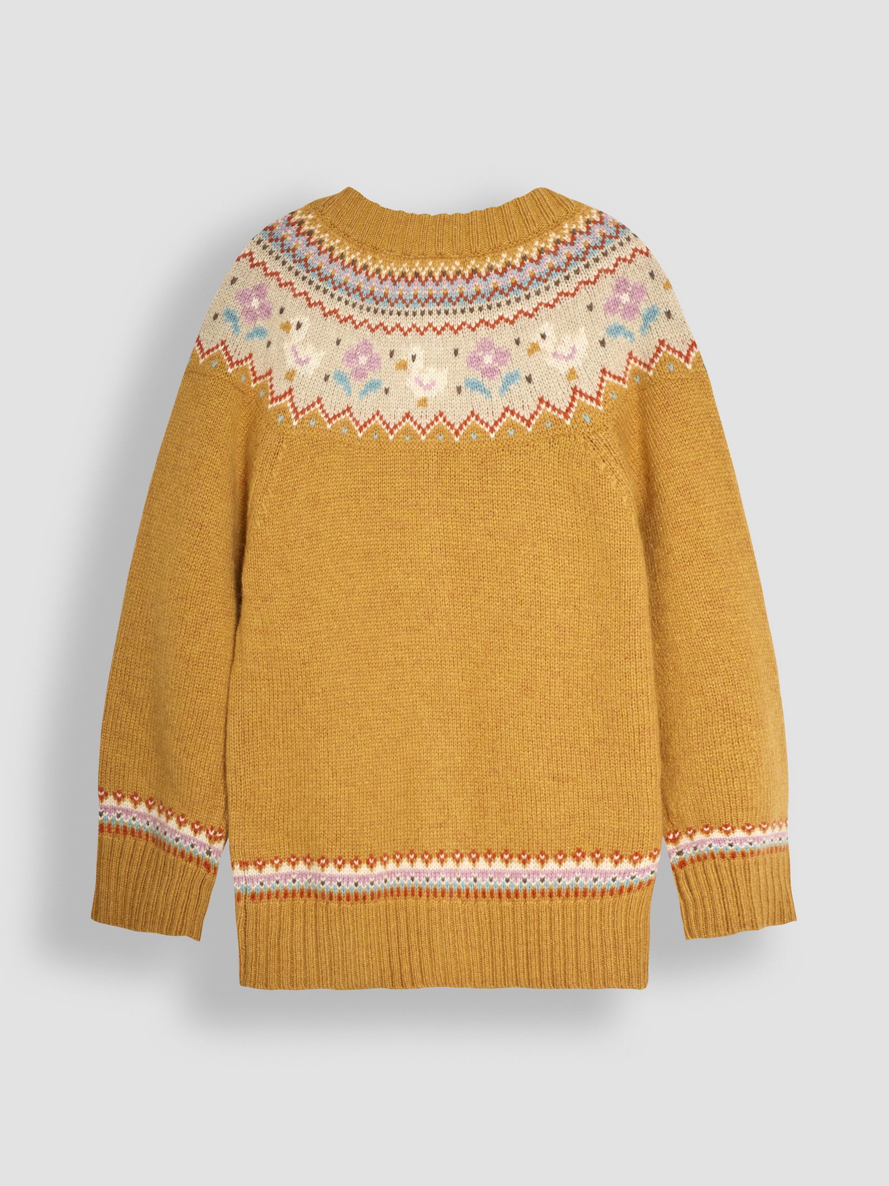 Mustard Yellow Duck Knit Fairisle Pattern Cardigan - Image 2 of 3