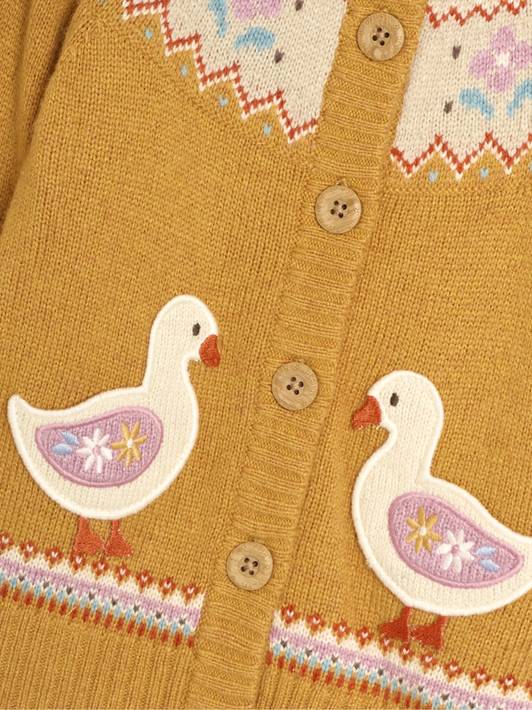 Mustard Yellow Duck Knit Fairisle Pattern Cardigan - Image 3 of 3