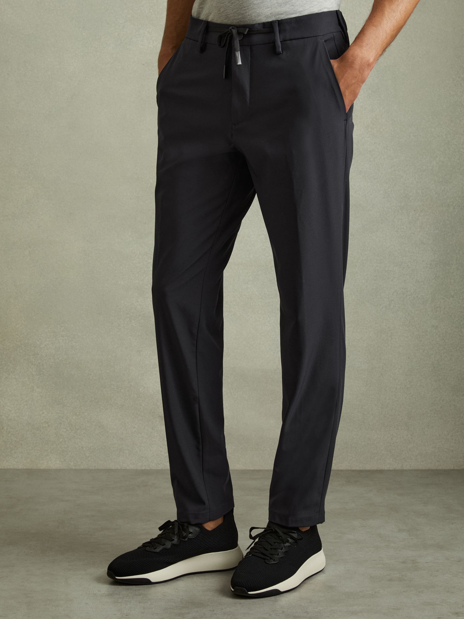 Technical Drawstring Trousers in Navy - Image 1 of 5