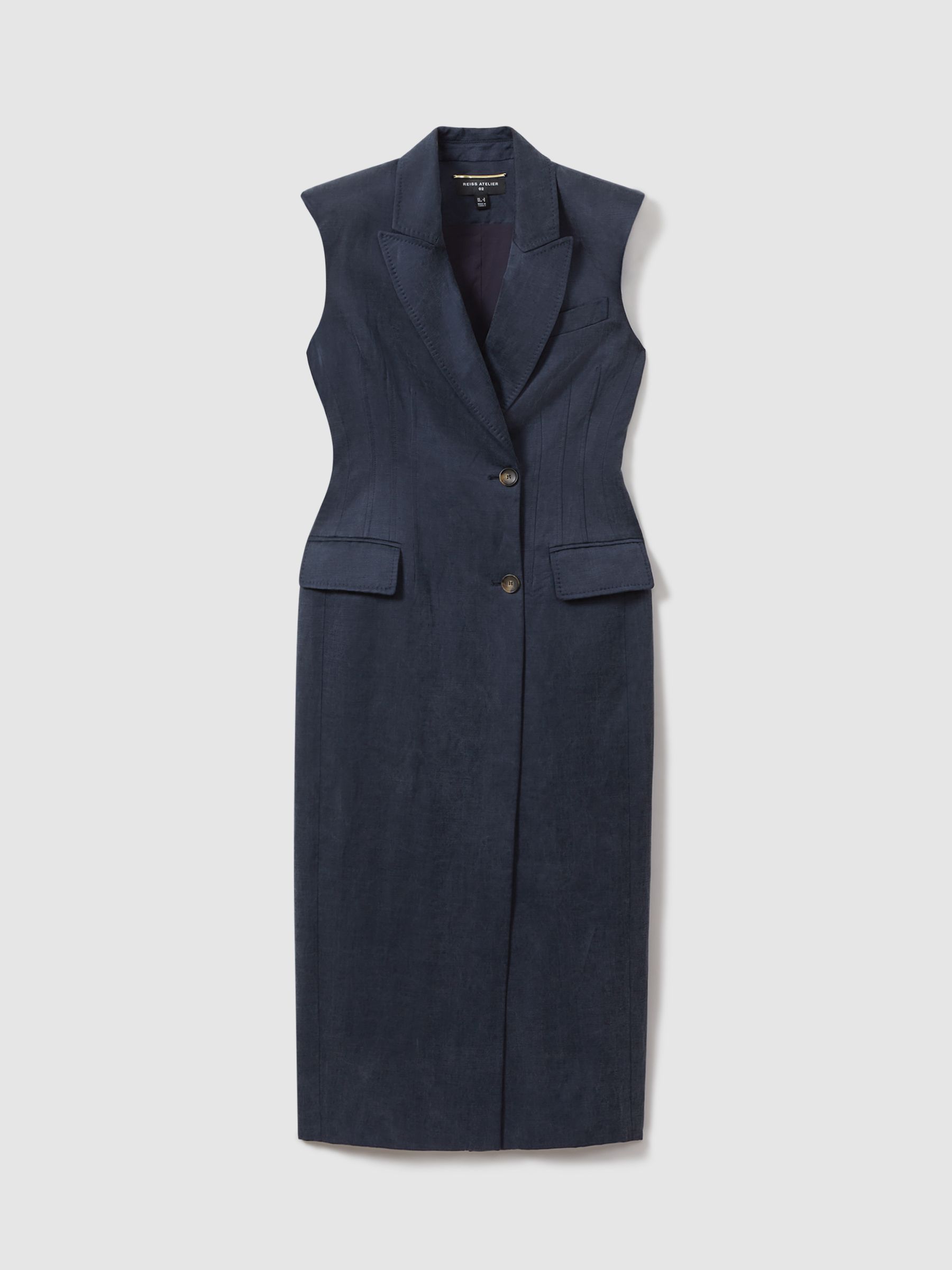Atelier Cupro Tux Midi Dress in Navy - Image 2 of 6