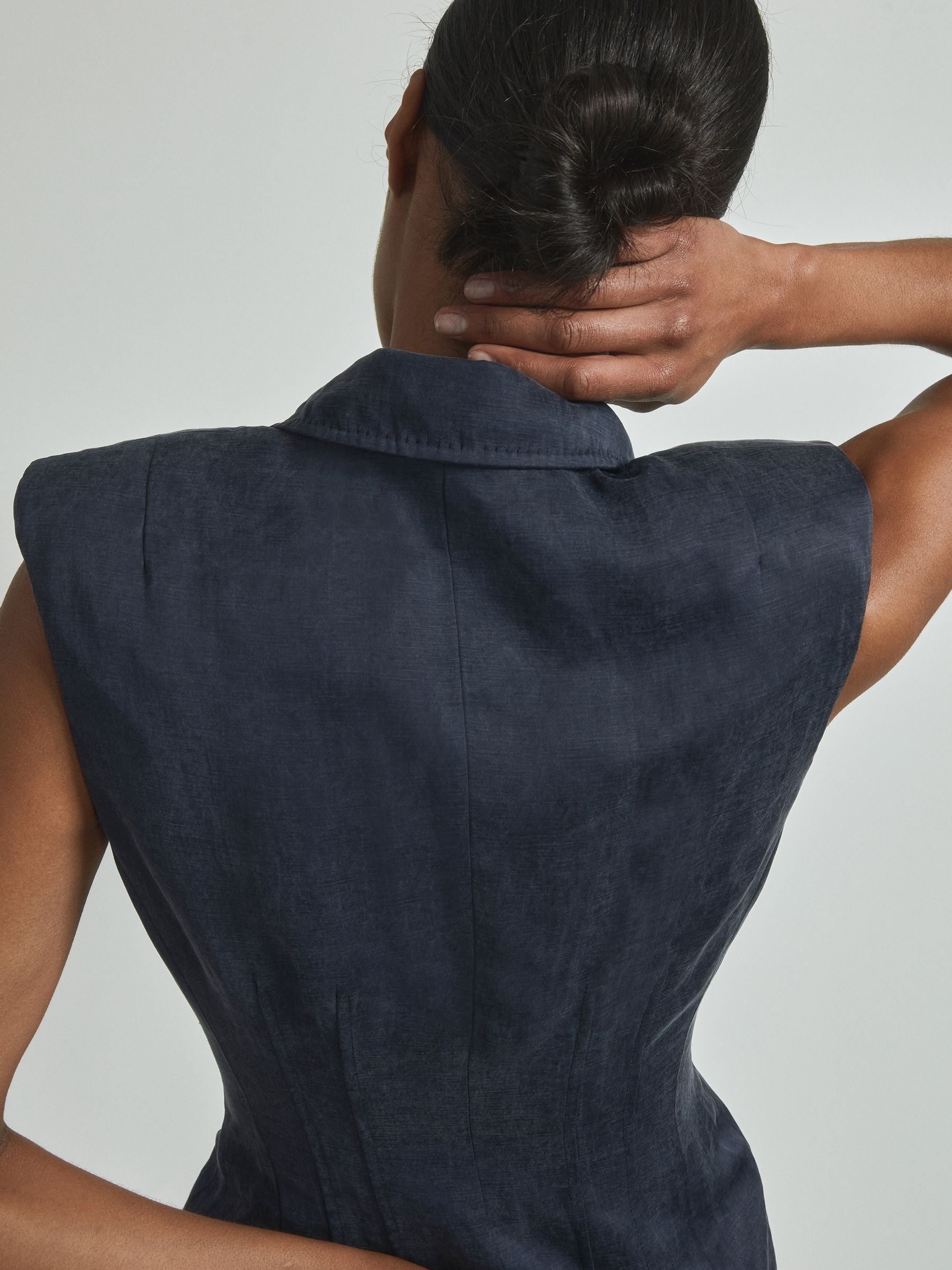 Atelier Cupro Tux Midi Dress in Navy - Image 4 of 6