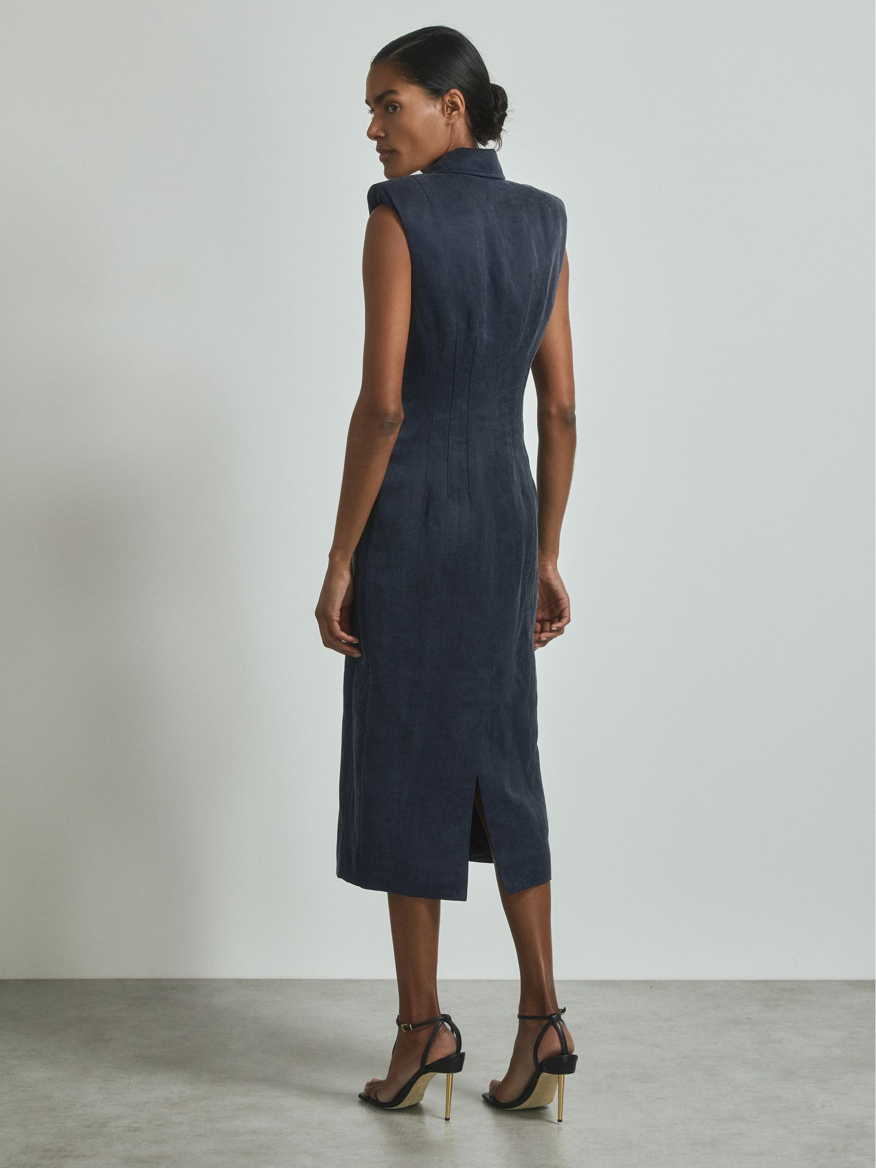 Atelier Cupro Tux Midi Dress in Navy - Image 5 of 6
